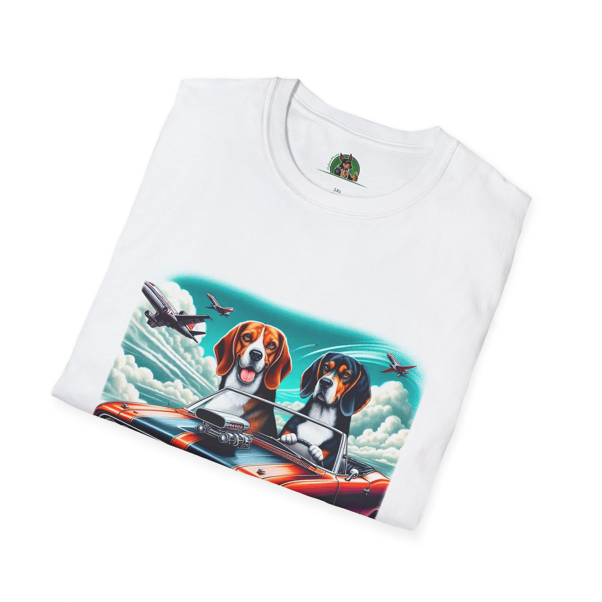 Beagle Dogs Softstyle T-Shirt - Wacky Sports Car Design T-Shirt Printify