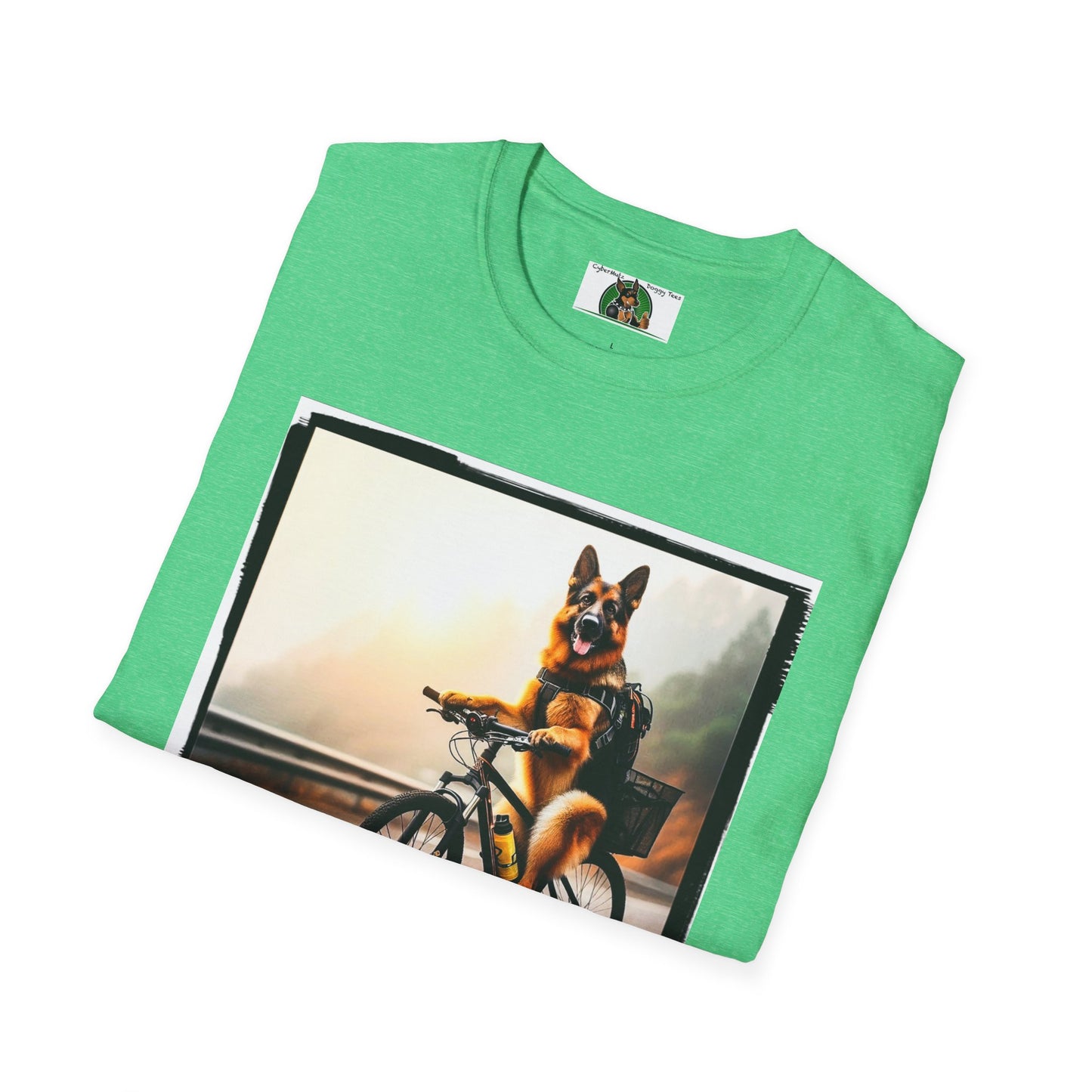 Road Bike German Shepherd Unisex Softstyle T-Shirt