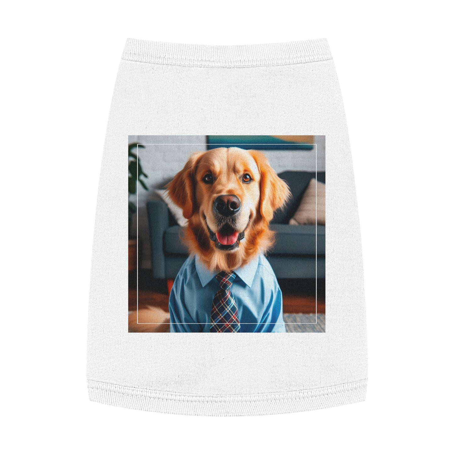 Golden Retriever suit and tie tsnk top Pets Printify M White
