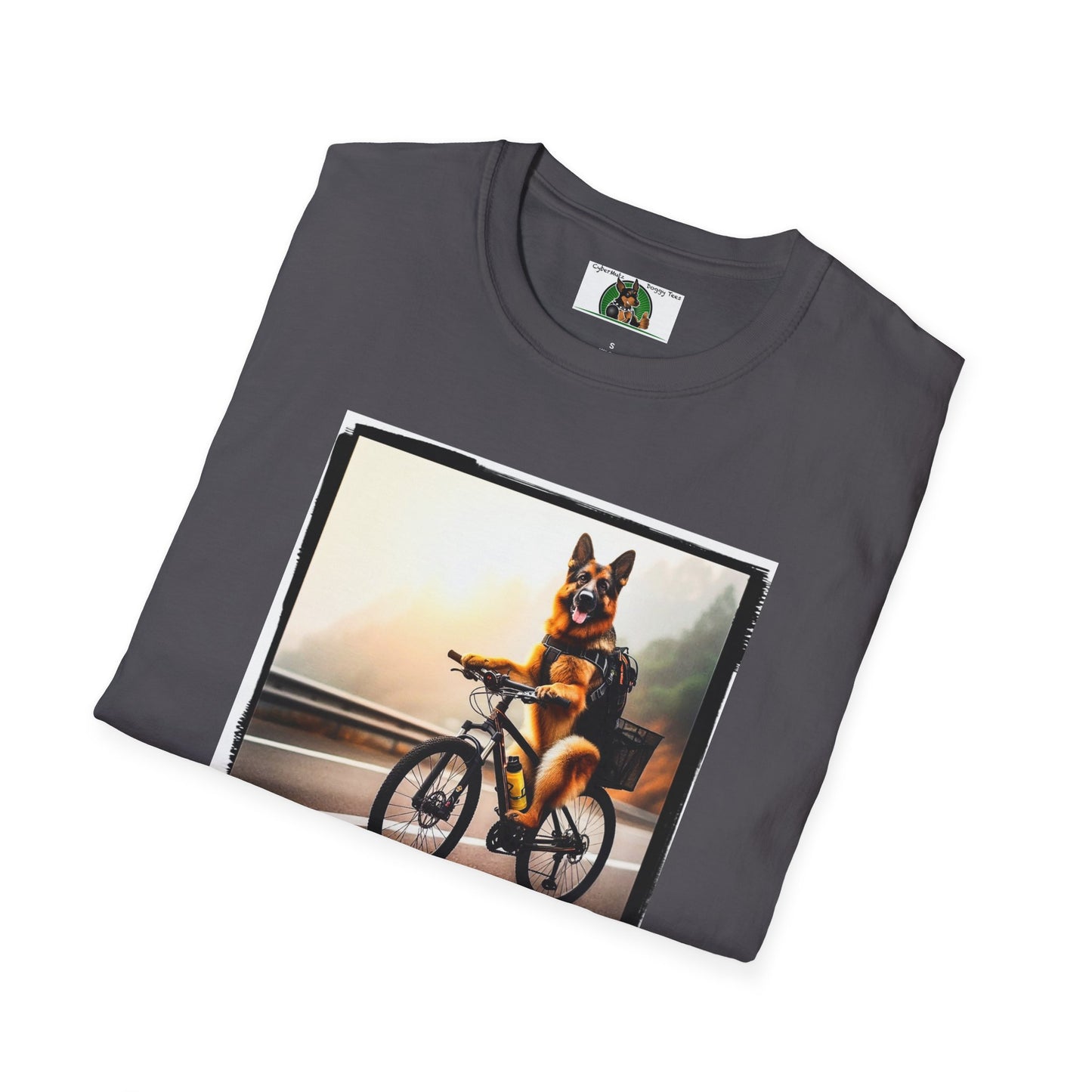 Road Bike German Shepherd Unisex Softstyle T-Shirt