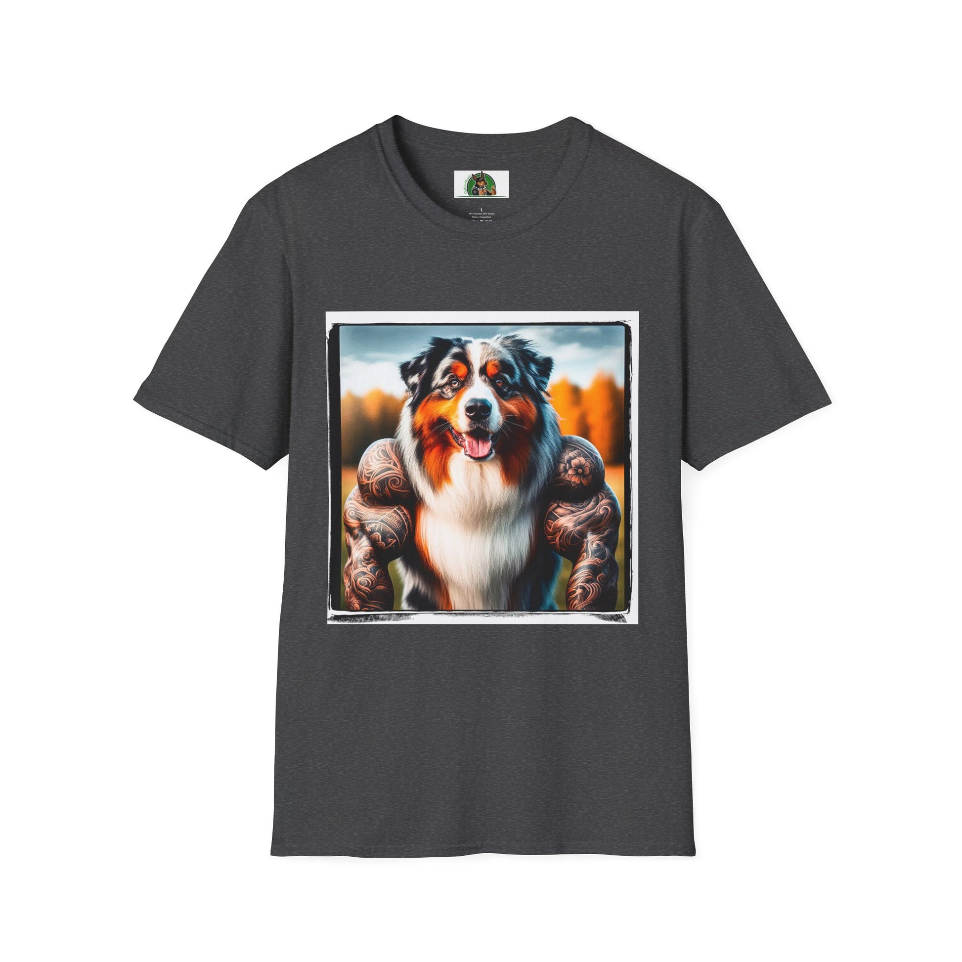 Australian Shepherd Muscle Dog T-Shirt Printify XS Dark Heather