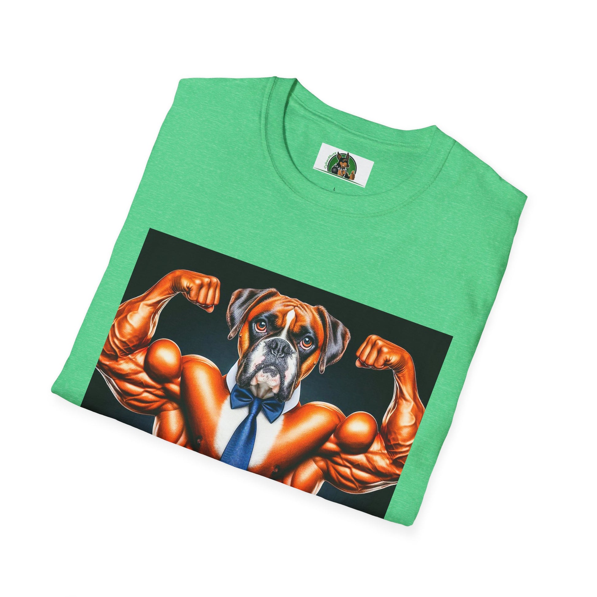 Boxer Muscle Dog Wearing Tie TShirt T-Shirt Printify   