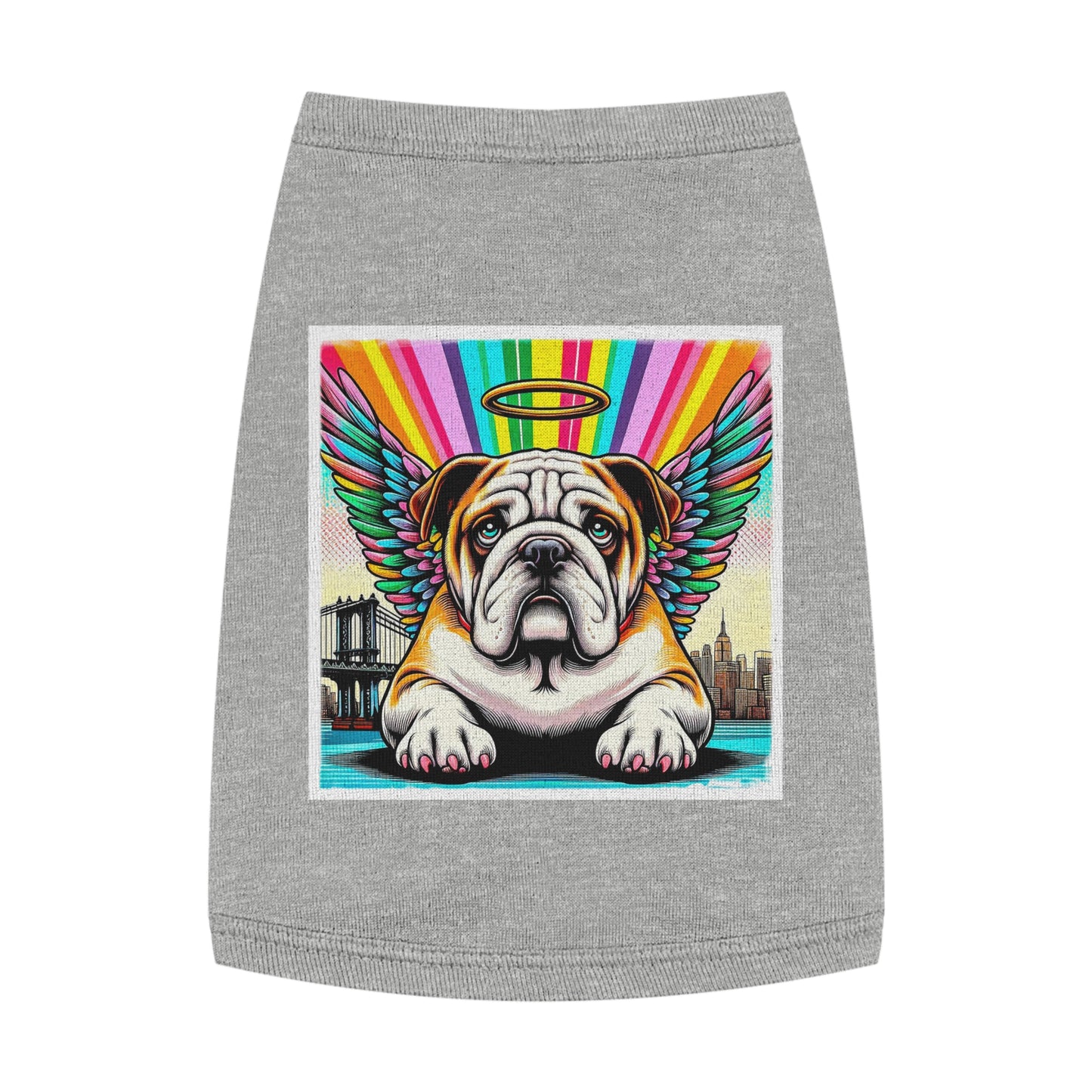 Pet Tank Top Bulldog heavenly angel t shirt Pets Printify M Heather