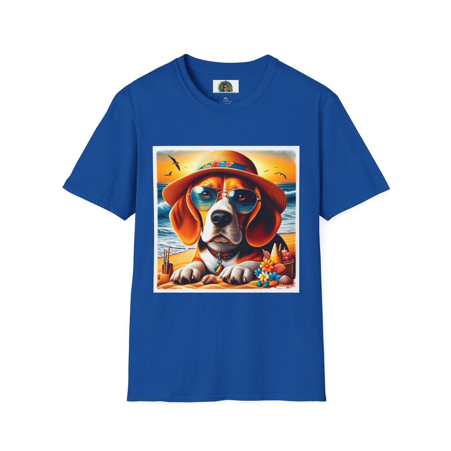 Beagle Wearing Sun Hat At The Beach T-Shirt Printify XS Royal 