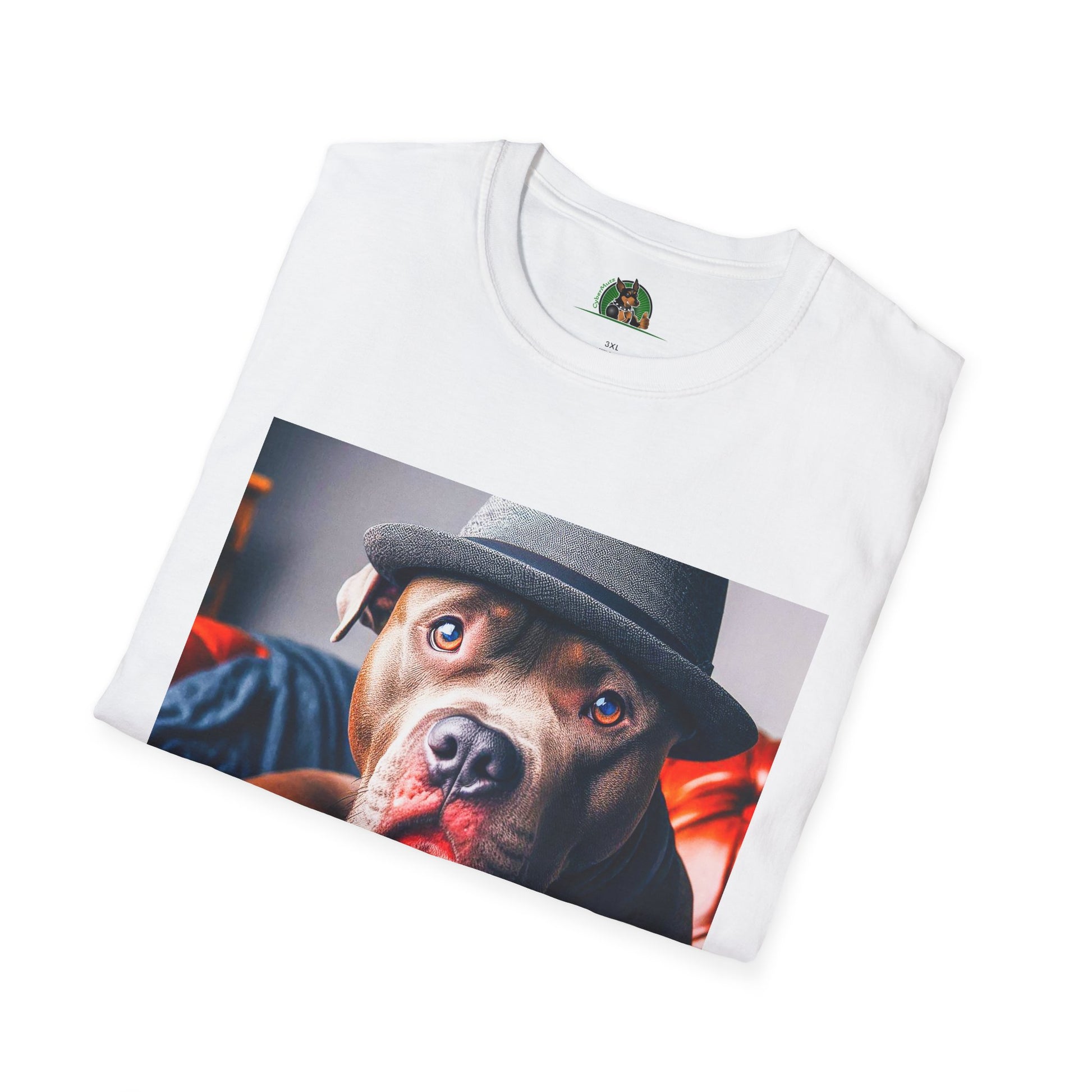 Pit Bull hat and bow tie shirt T-Shirt Printify