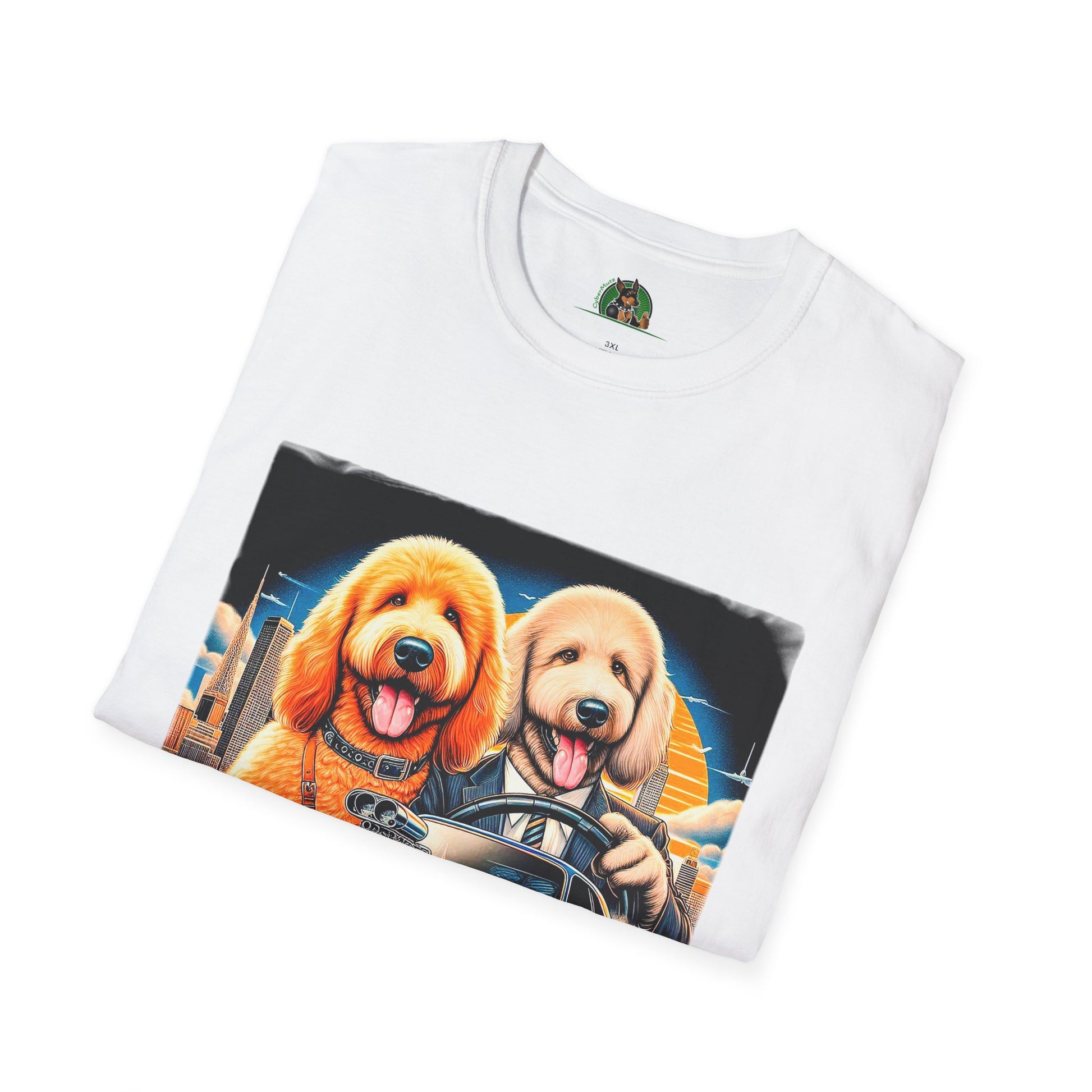 Golden Doodle cool car t shirt T-Shirt Printify