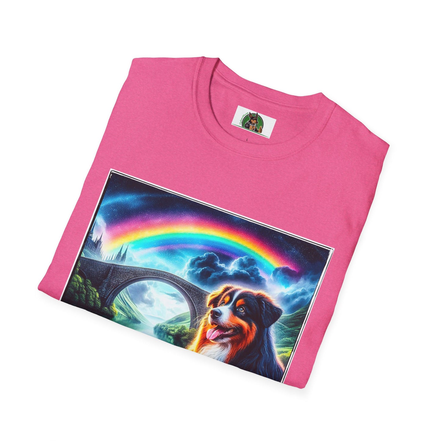 Australian Shepherd Rainbow Bridge And Lake T-Shirt Printify   