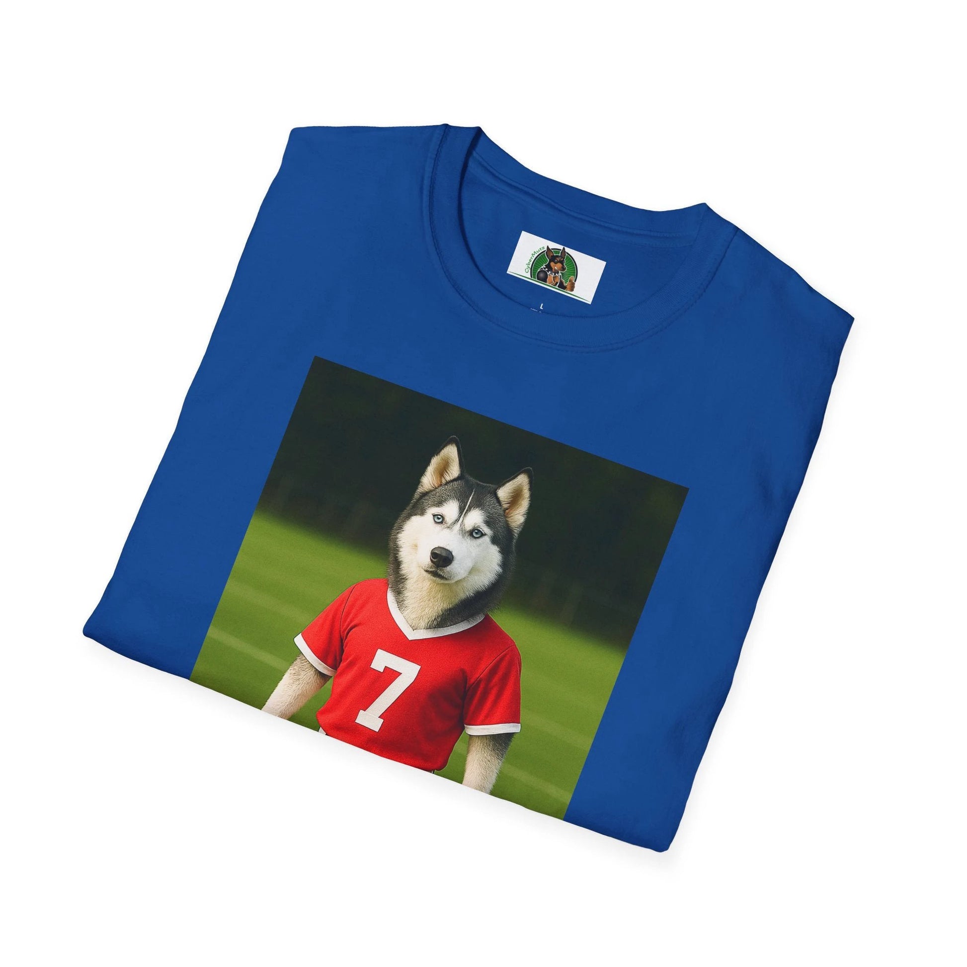 Husky Soccer T-Shirt — Sports Dog Playing Soccer Tee T-Shirt Printify