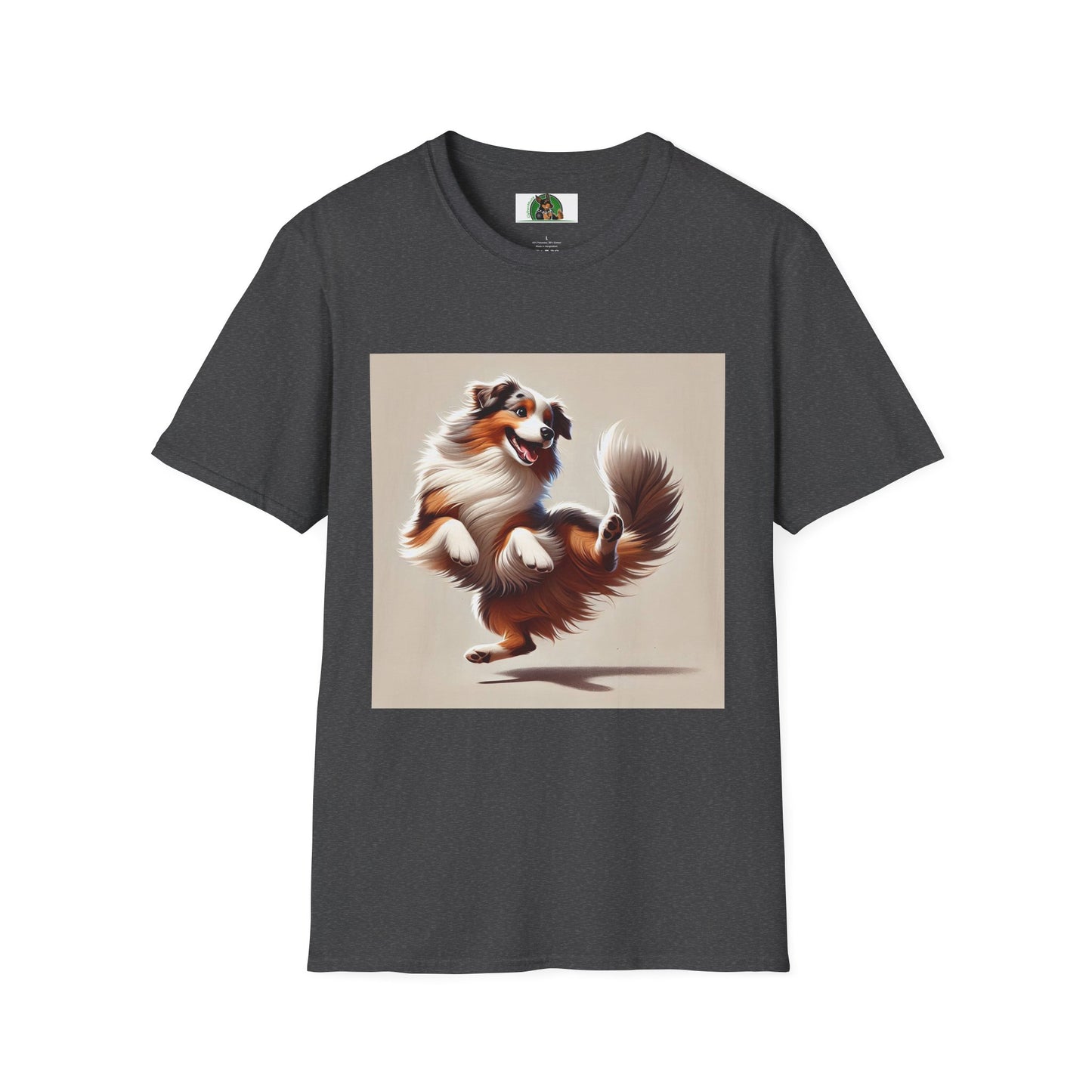 Dog Lover T-Shirt - Dancing Dog Australian Shepherd T-Shirt Printify XS Dark Heather