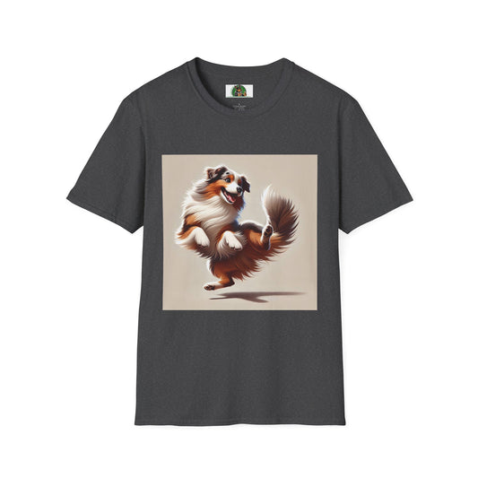 Dog Lover T-Shirt - Dancing Dog Australian Shepherd T-Shirt Printify XS Dark Heather