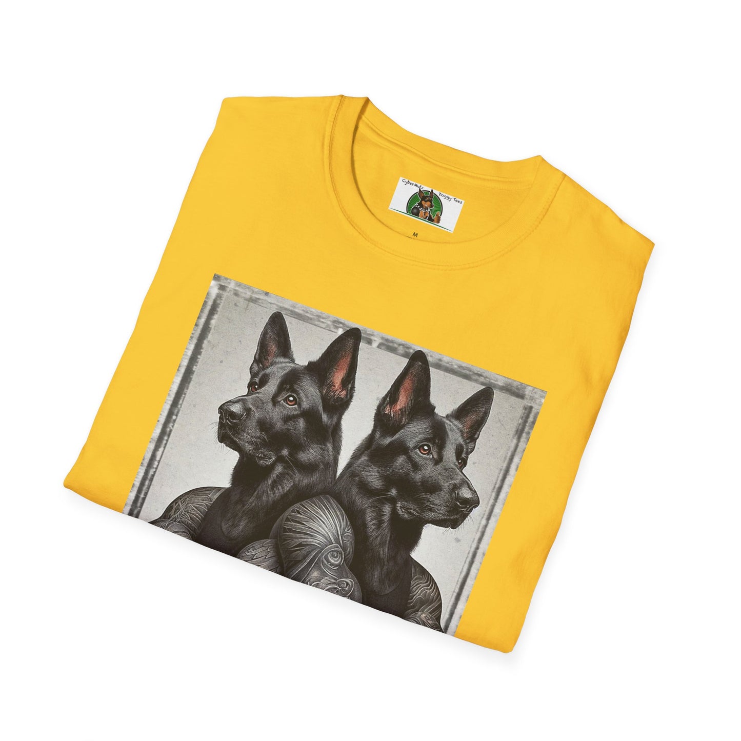 Muscle Twins Black German Shepherds Unisex Softstyle T-Shirt