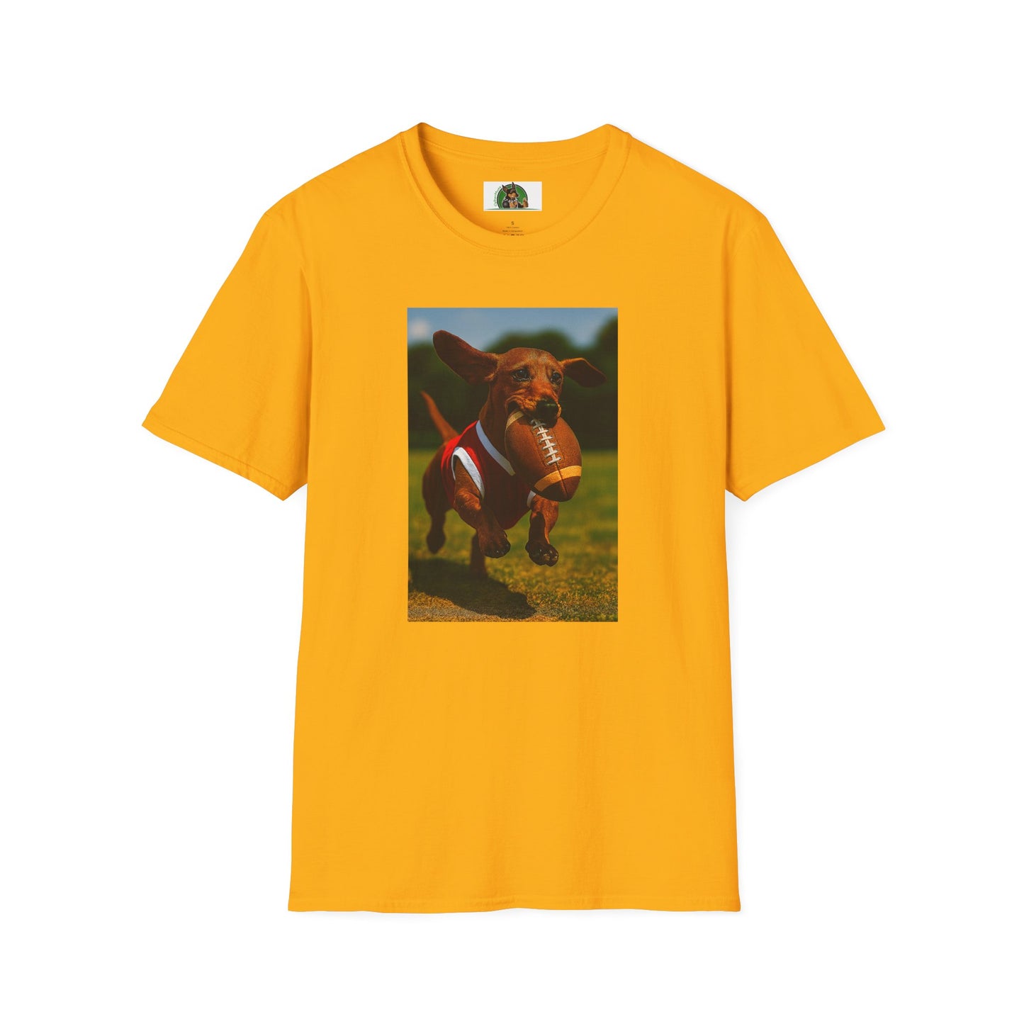Sports Dachshund Football T-Shirt T-Shirt Printify Gold S