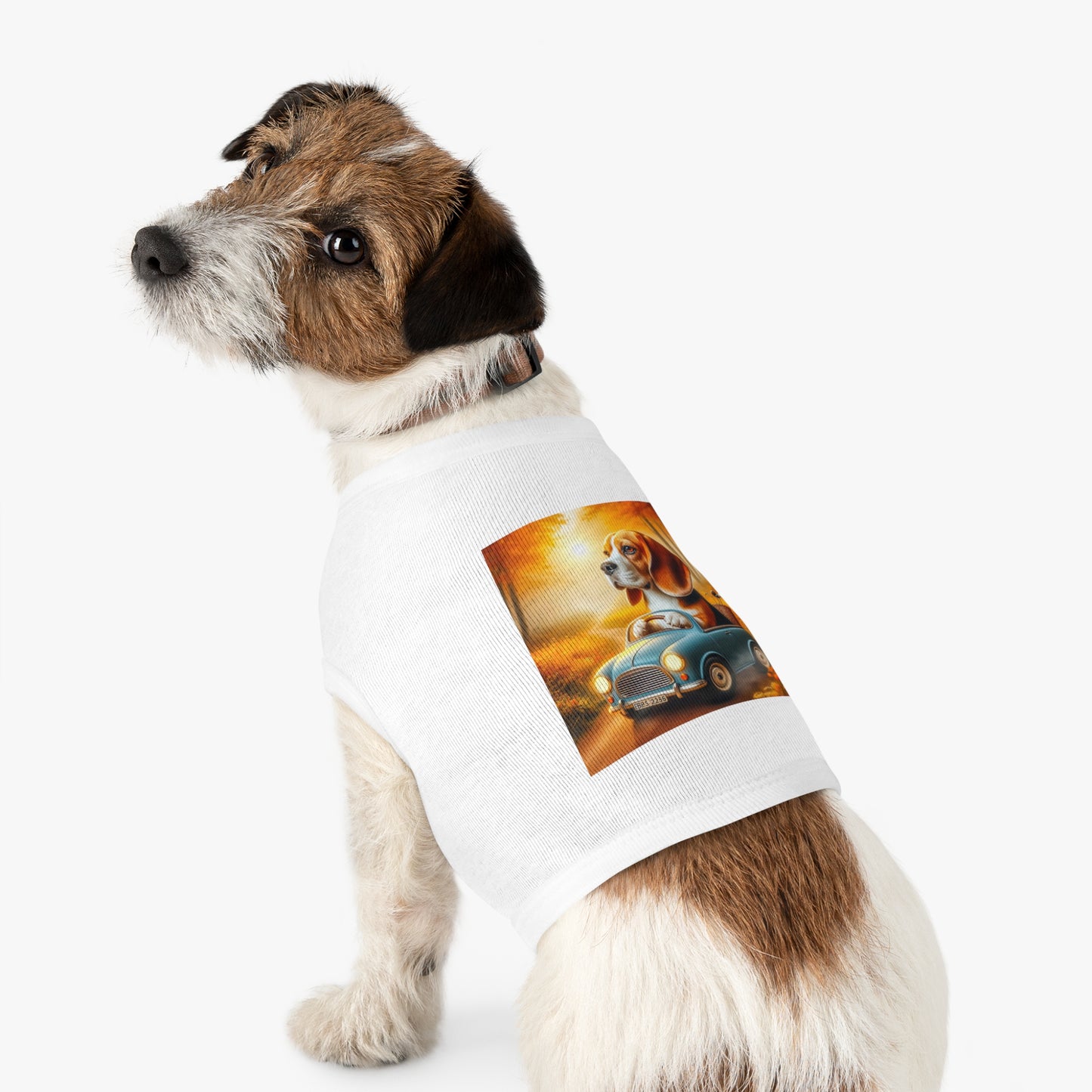 Pet Tank Top Wacky Beagle Dog In Tiny Car Pets Printify   