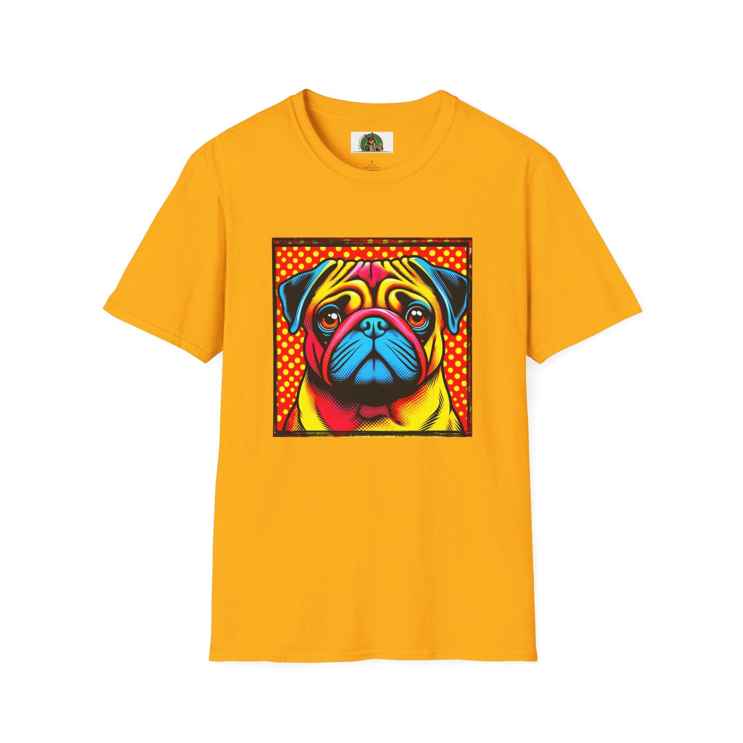 Pugs Pop Art T-Shirt T-Shirt Printify S Gold