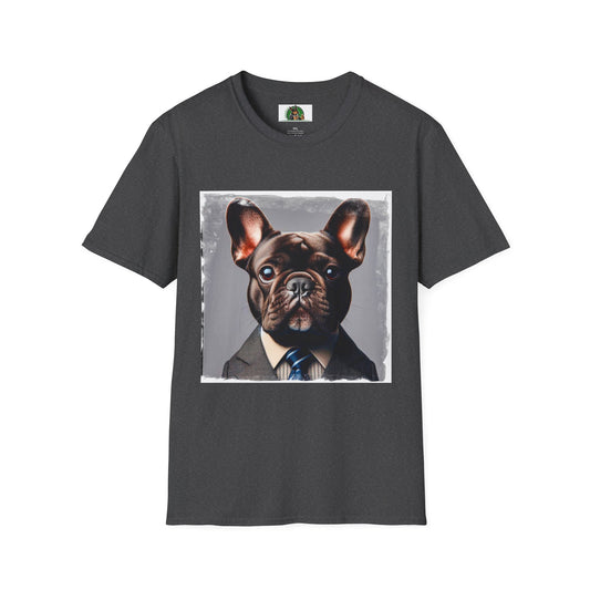 French Bulldog smart businessman T-Shirt Printify XS Dark Heather