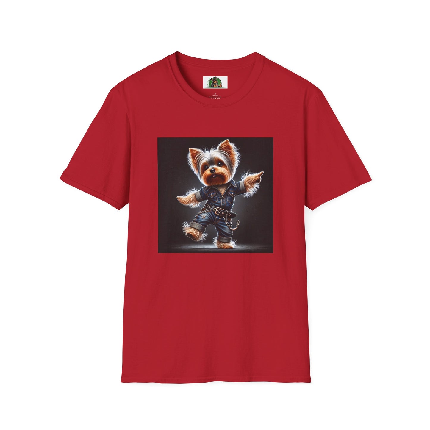 Yorkie Dancing T-Shirt T-Shirt Printify S Cherry Red