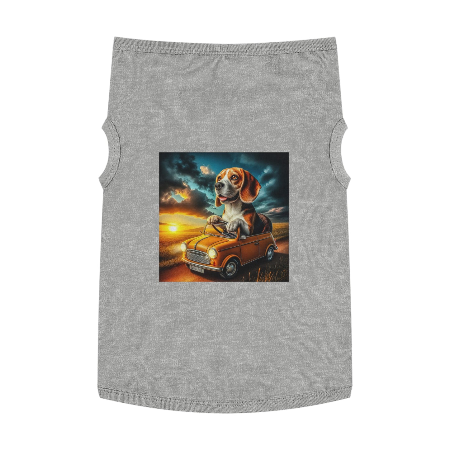 Pet Tank Top Wacky Beagle In Tiny Car Pets Printify XL Heather 