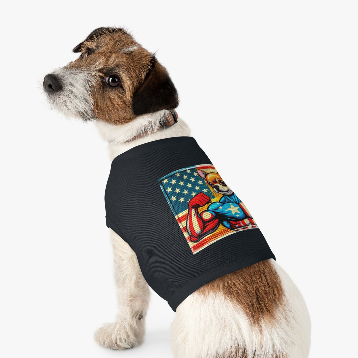 Pet Tank Top Chihuahua American hero t shirt Pets Printify
