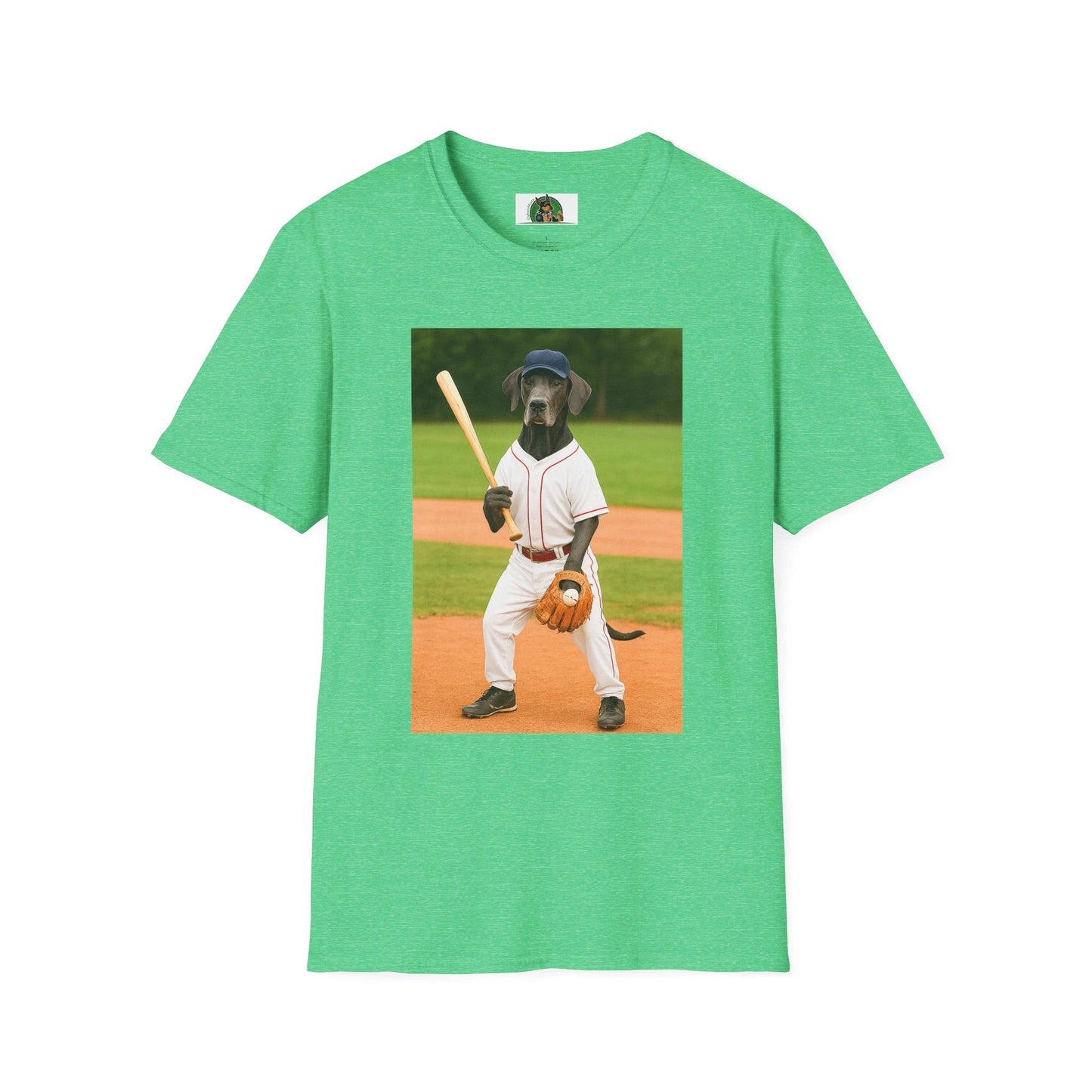Great Dane Baseball T-Shirt — Sports Dog Tee T-Shirt Printify Heather Irish Green S