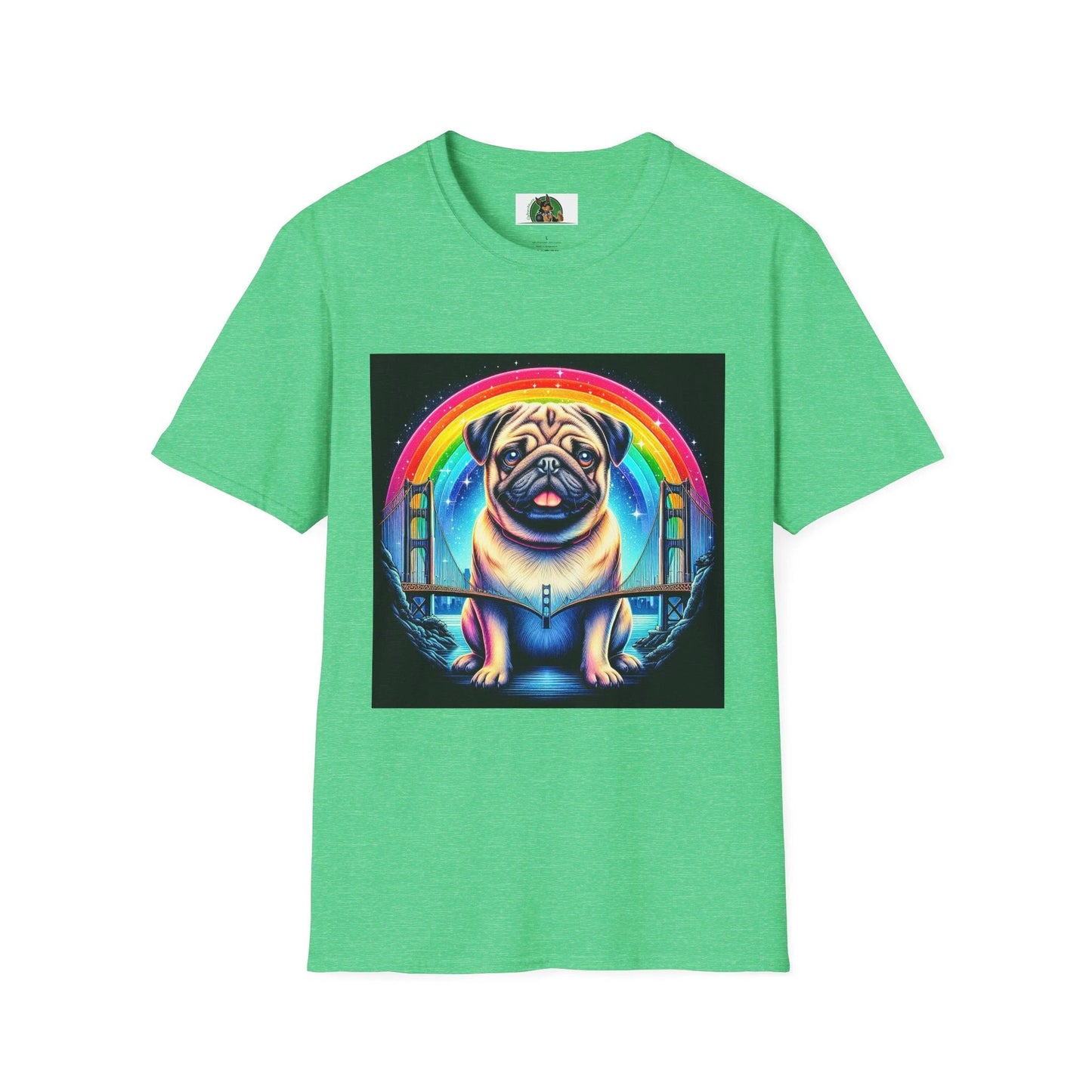 Pug Rainbow T-Shirt T-Shirt Printify S Heather Irish Green