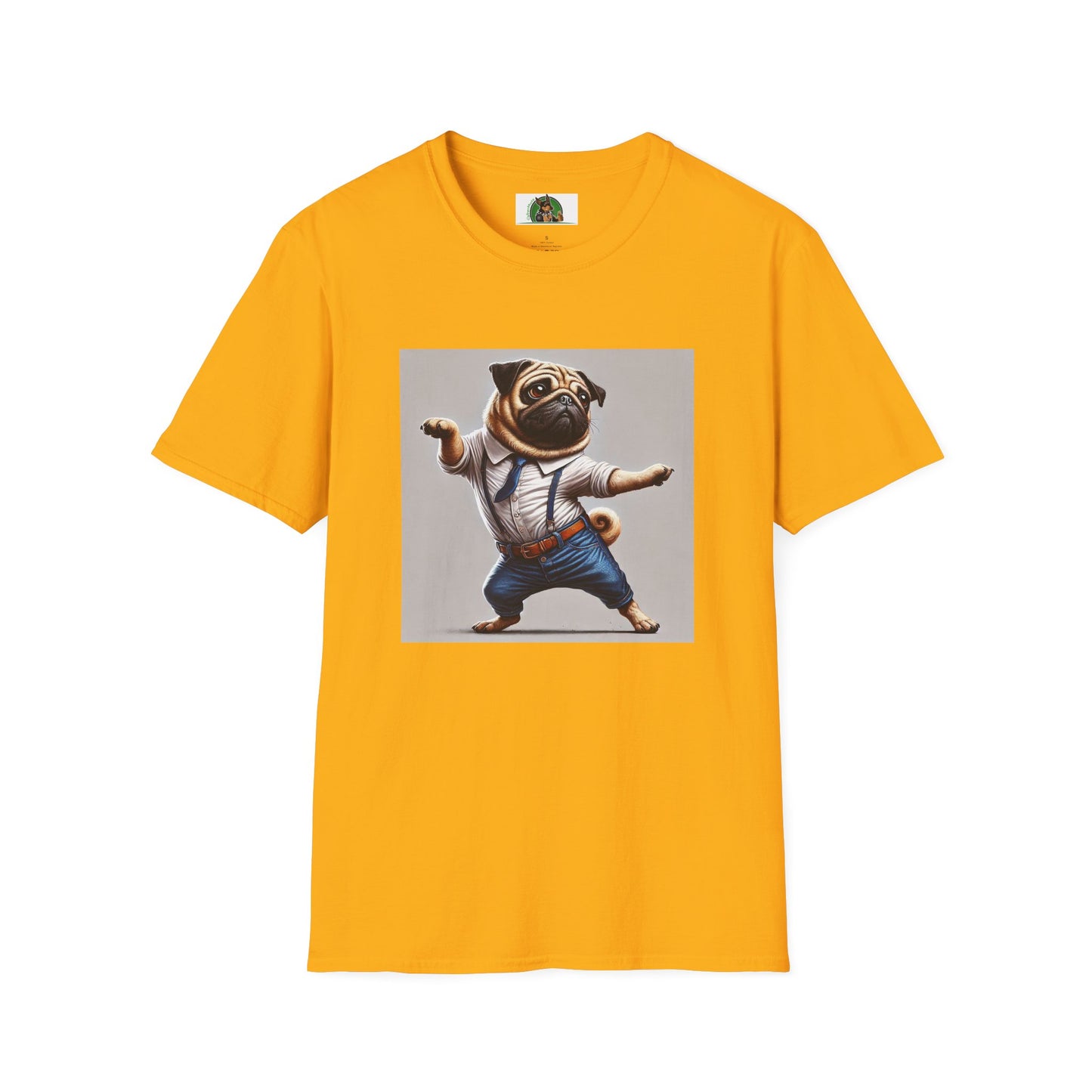 Dancing Pug T-Shirt T-Shirt Printify S Gold