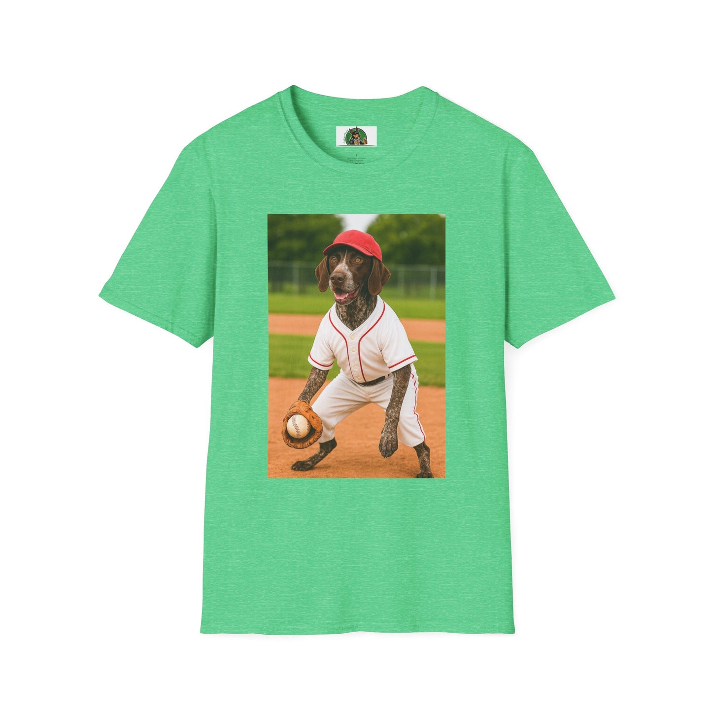 Baseball Sports German Shorthair T-Shirt T-Shirt Printify Heather Irish Green S