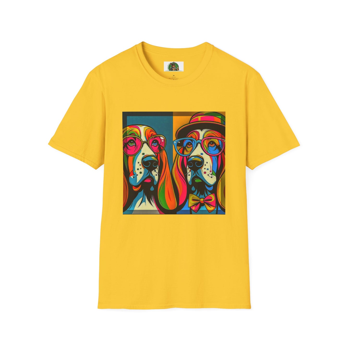 Basset Hound Couple Pop Art Pic T-Shirt Printify S Daisy 