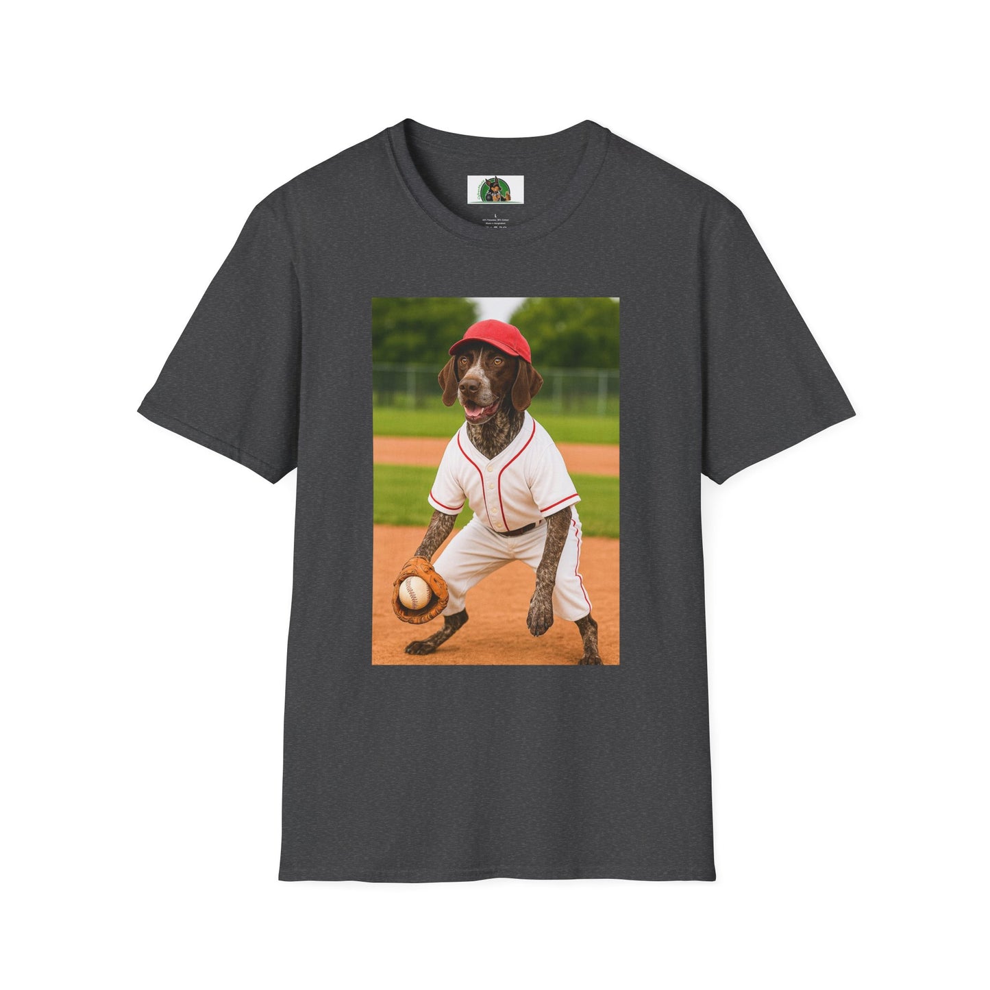 Baseball Sports German Shorthair T-Shirt T-Shirt Printify Dark Heather XS