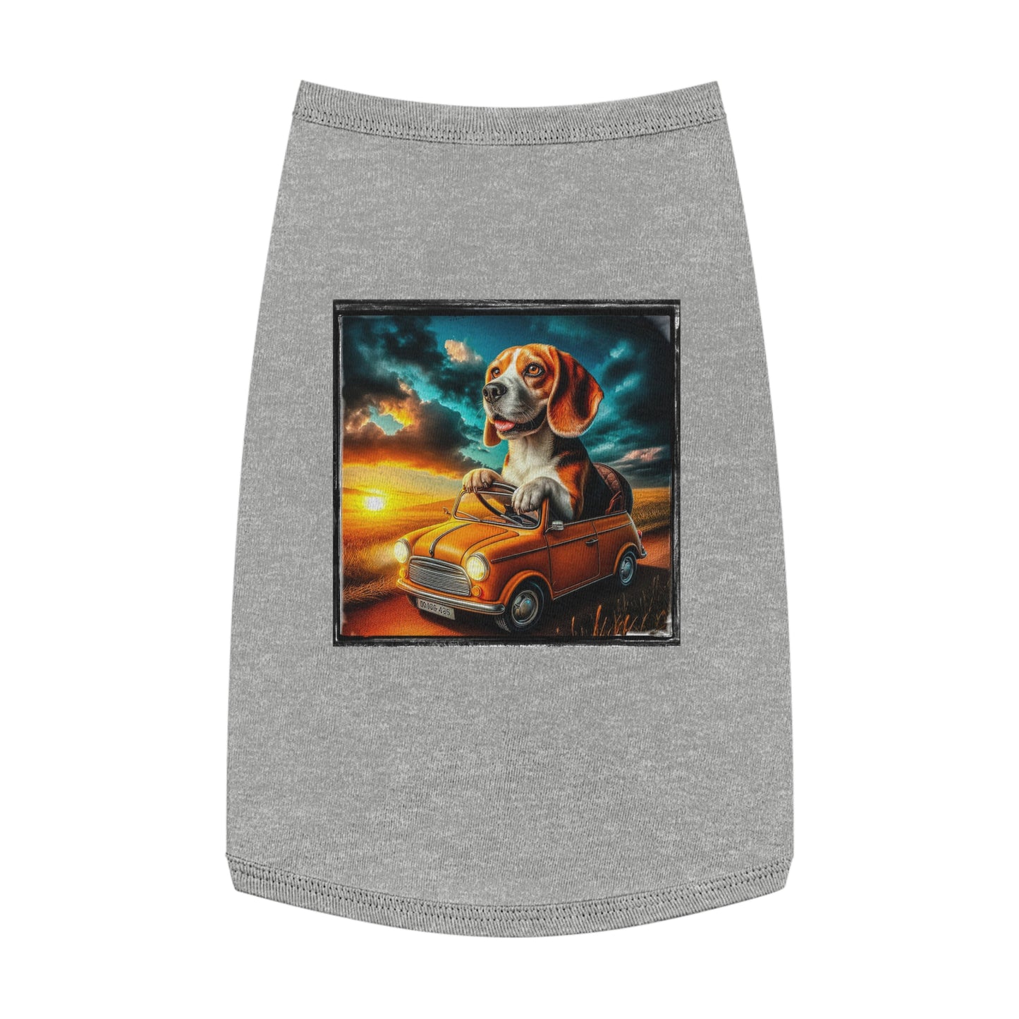 Pet Tank Top Wacky Beagle Dog Driving Tiny Car Pets Printify   