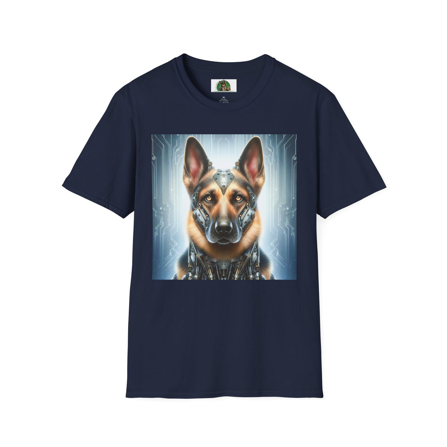 German Shepherd metal man T-Shirt Printify Navy S