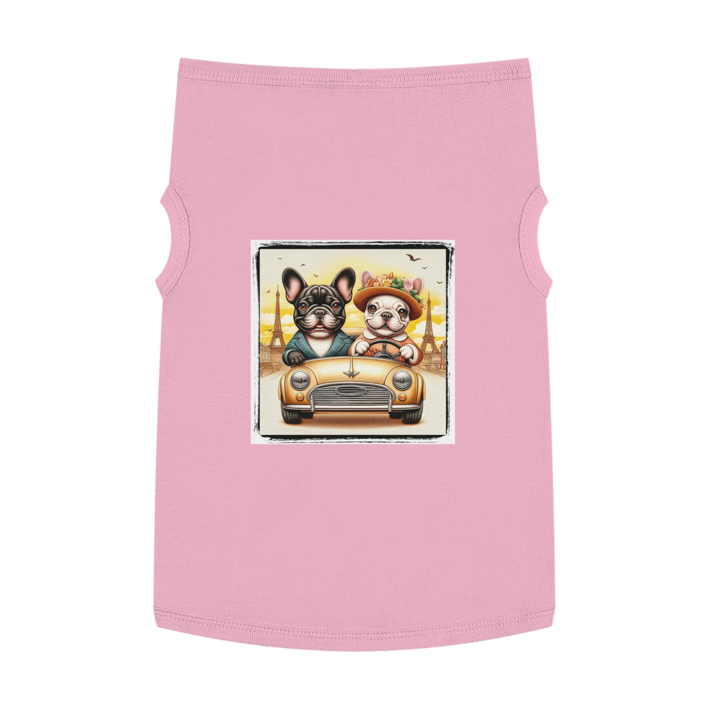 Wacky Pet Tank Top French Bulldog pretty in Paris t shirt Pets Printify XL Pink