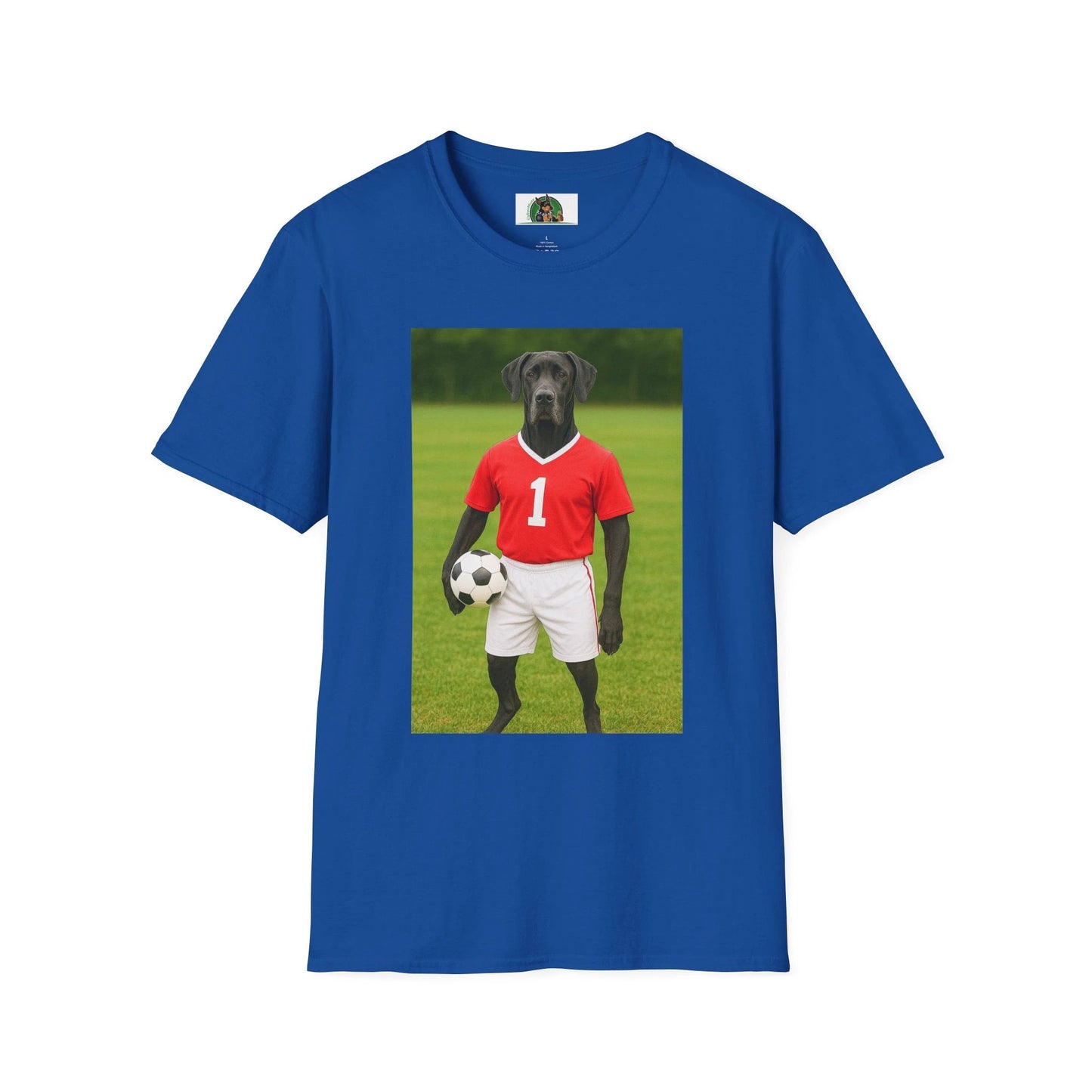 Great Dane Soccer T-Shirt — Sports Dog Tee T-Shirt Printify Royal S
