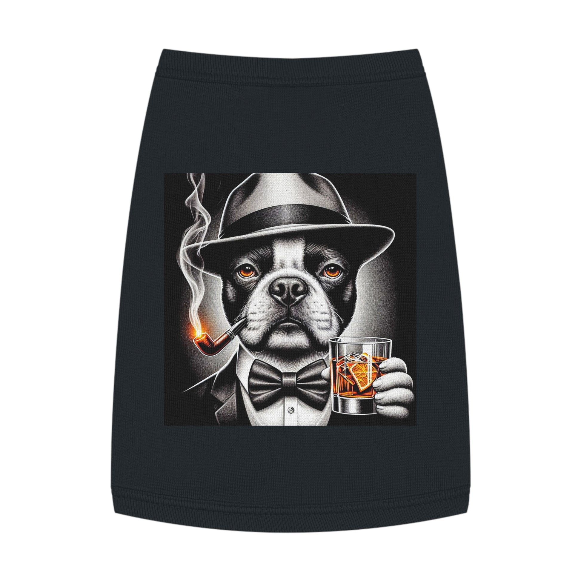 Pet Tank Top Boston Terrier Smoking Pipe Pets Printify M Black 