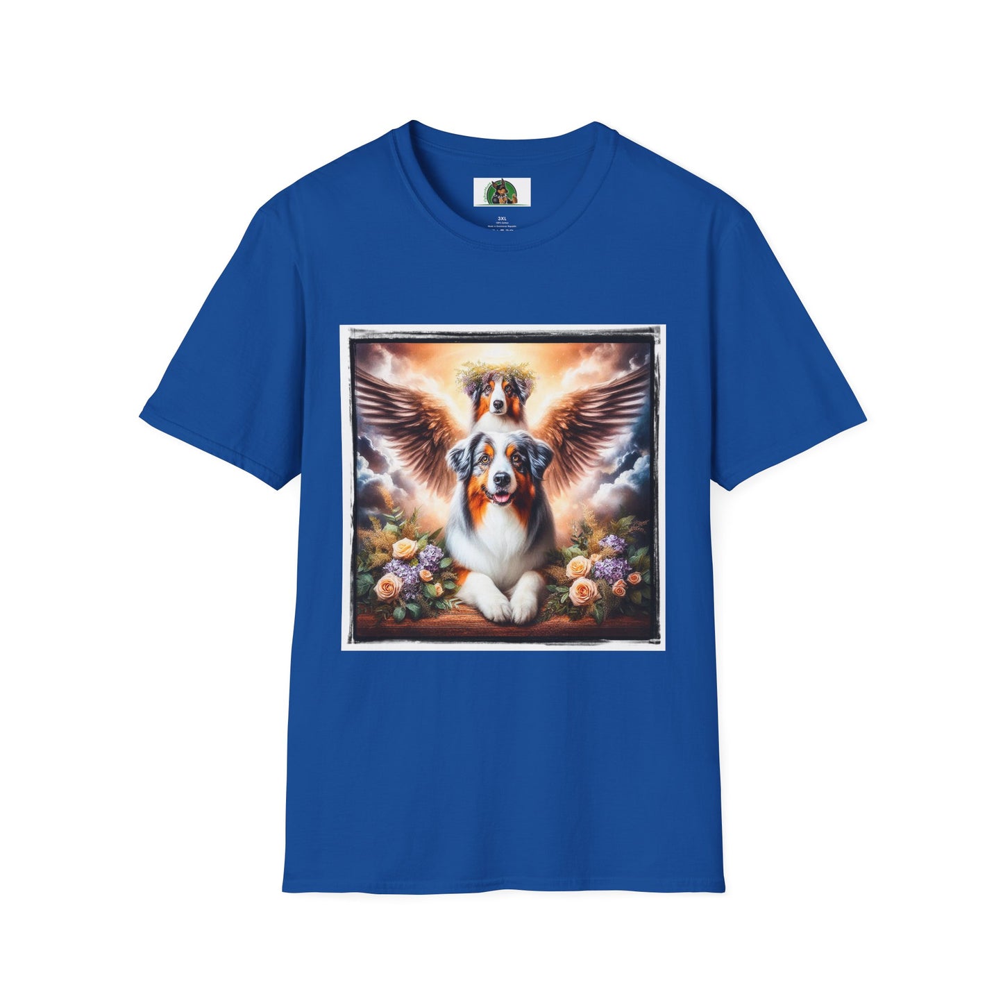 Australian Shepherd Angel Wings And Flowers T-Shirt Printify XS Royal 