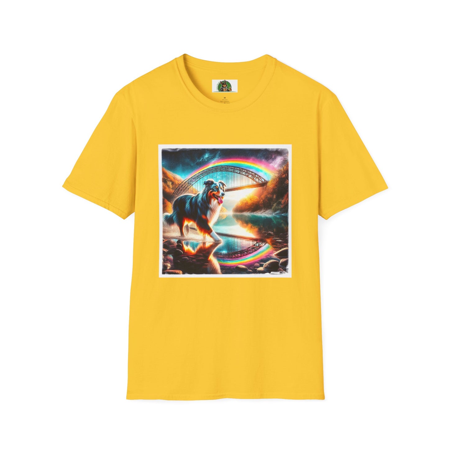 Australian Shepherd Rainbow Bridge At Night T-Shirt Printify S Daisy