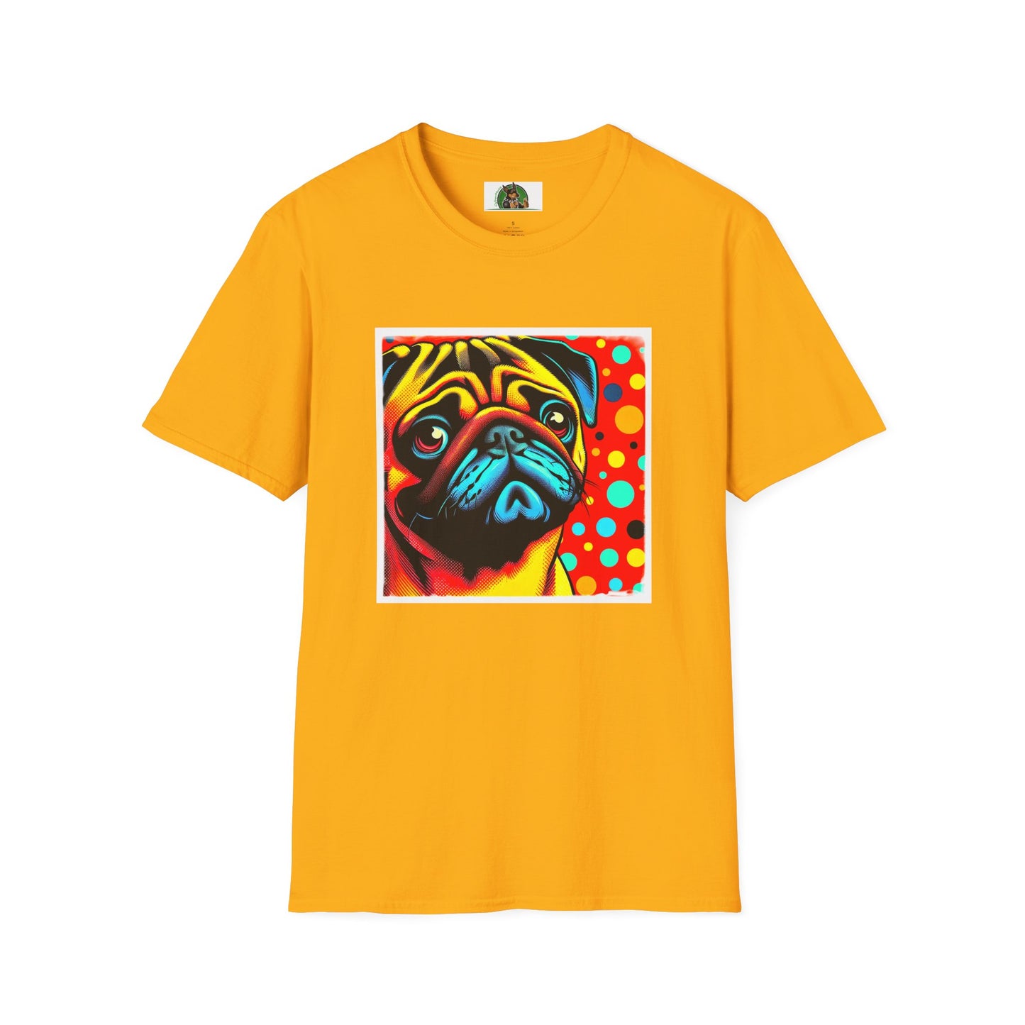 Pugs Pop Art T-Shirt T-Shirt Printify S Gold