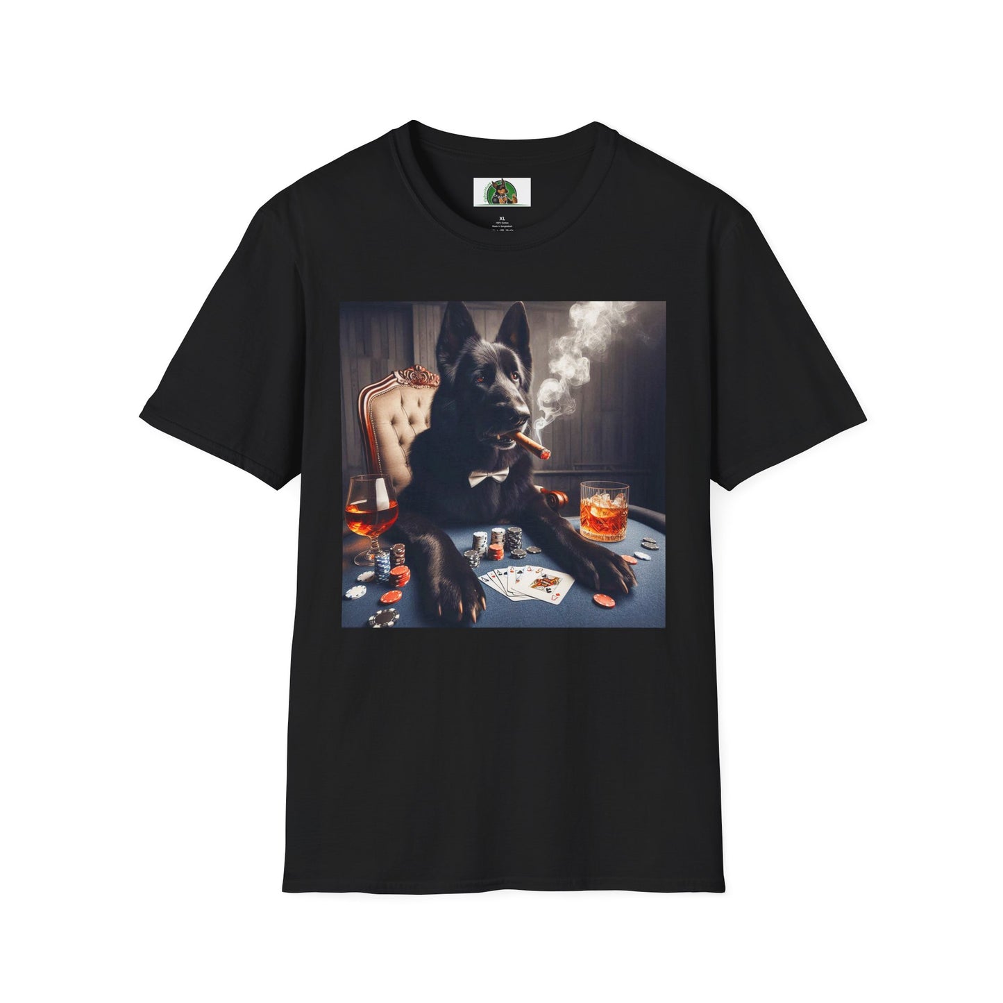 German Shepherd playing poker shirt T-Shirt Printify Black S