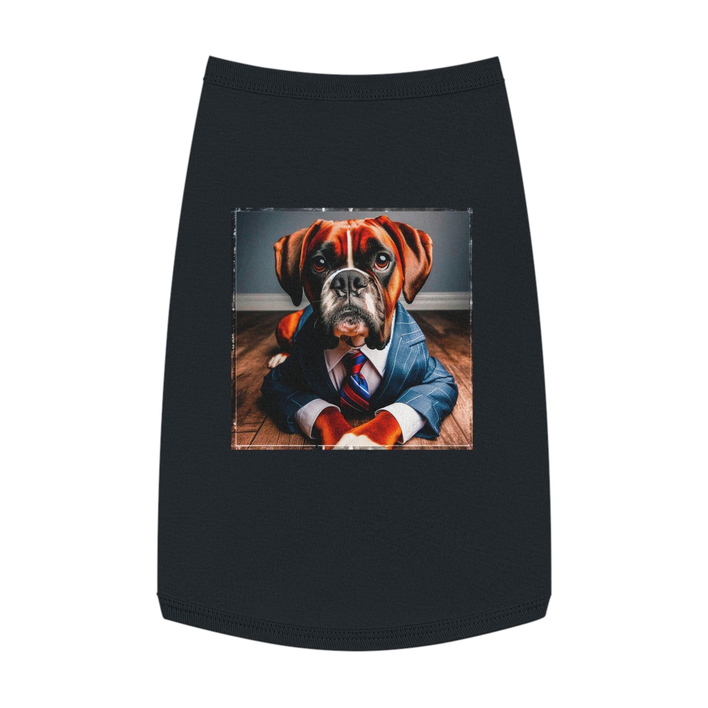 Pet Tank Top Boxer Dog Wearing Suit Pets Printify L Black 