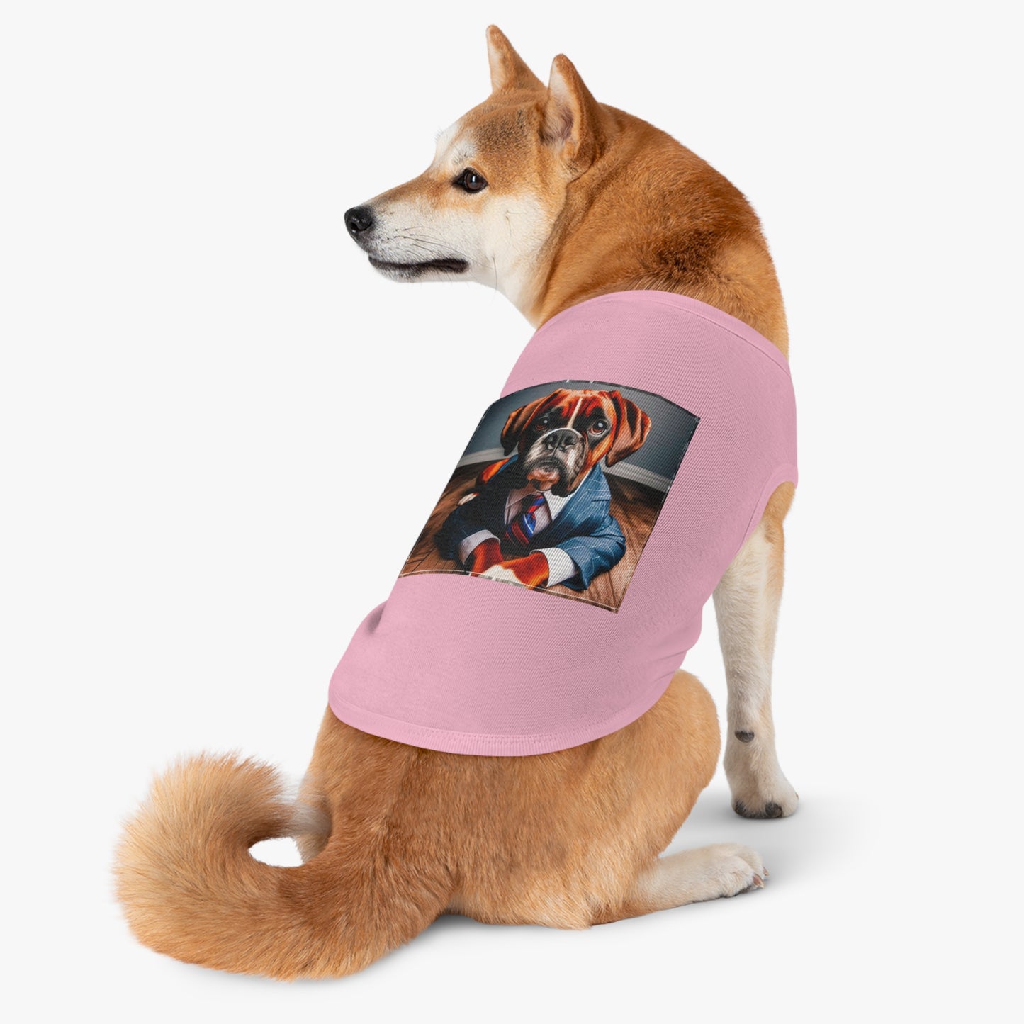 Pet Tank Top Boxer Dog Wearing Suit Pets Printify   