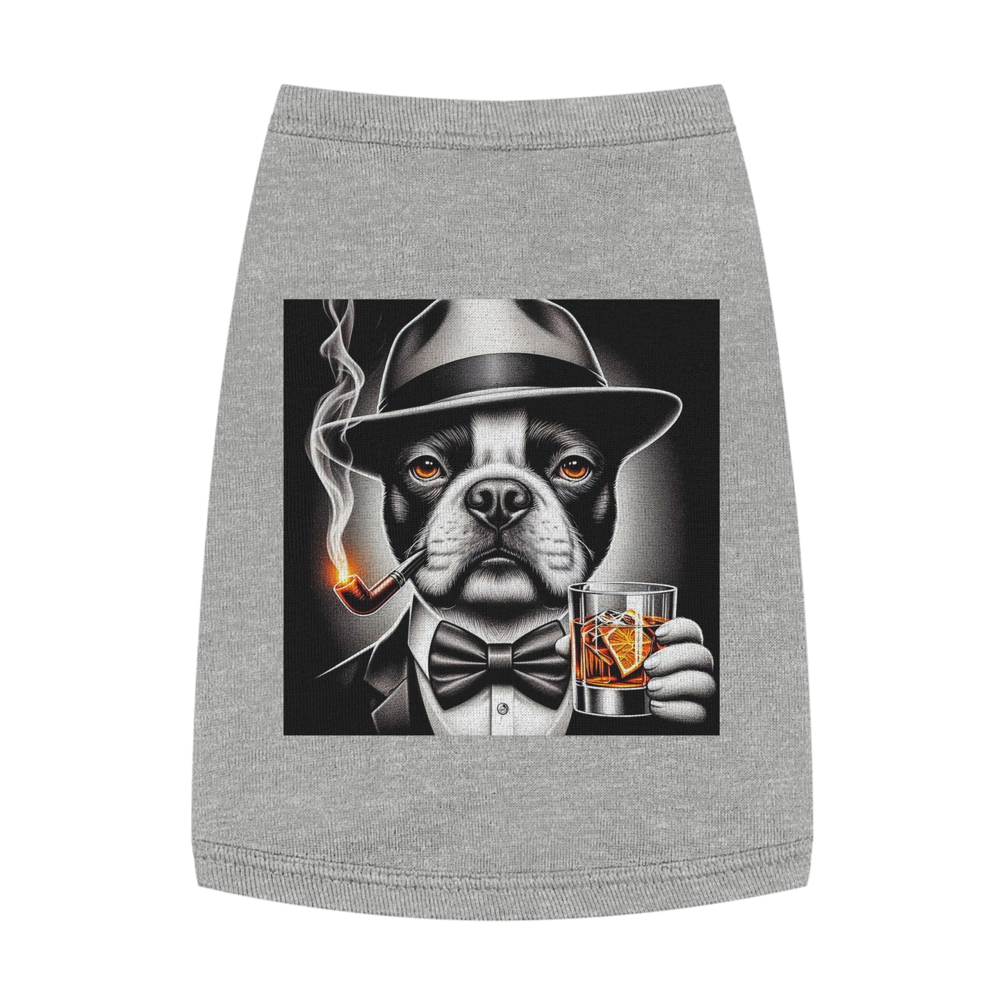 Pet Tank Top Boston Terrier Smoking Pipe Pets Printify M Heather 