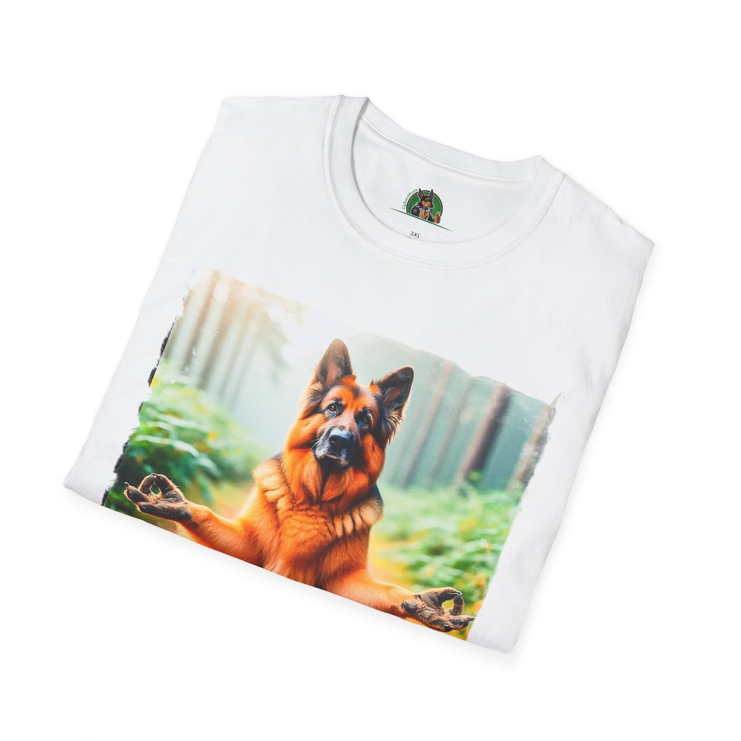 German Shepherd yoga and meditation shift T-Shirt Printify