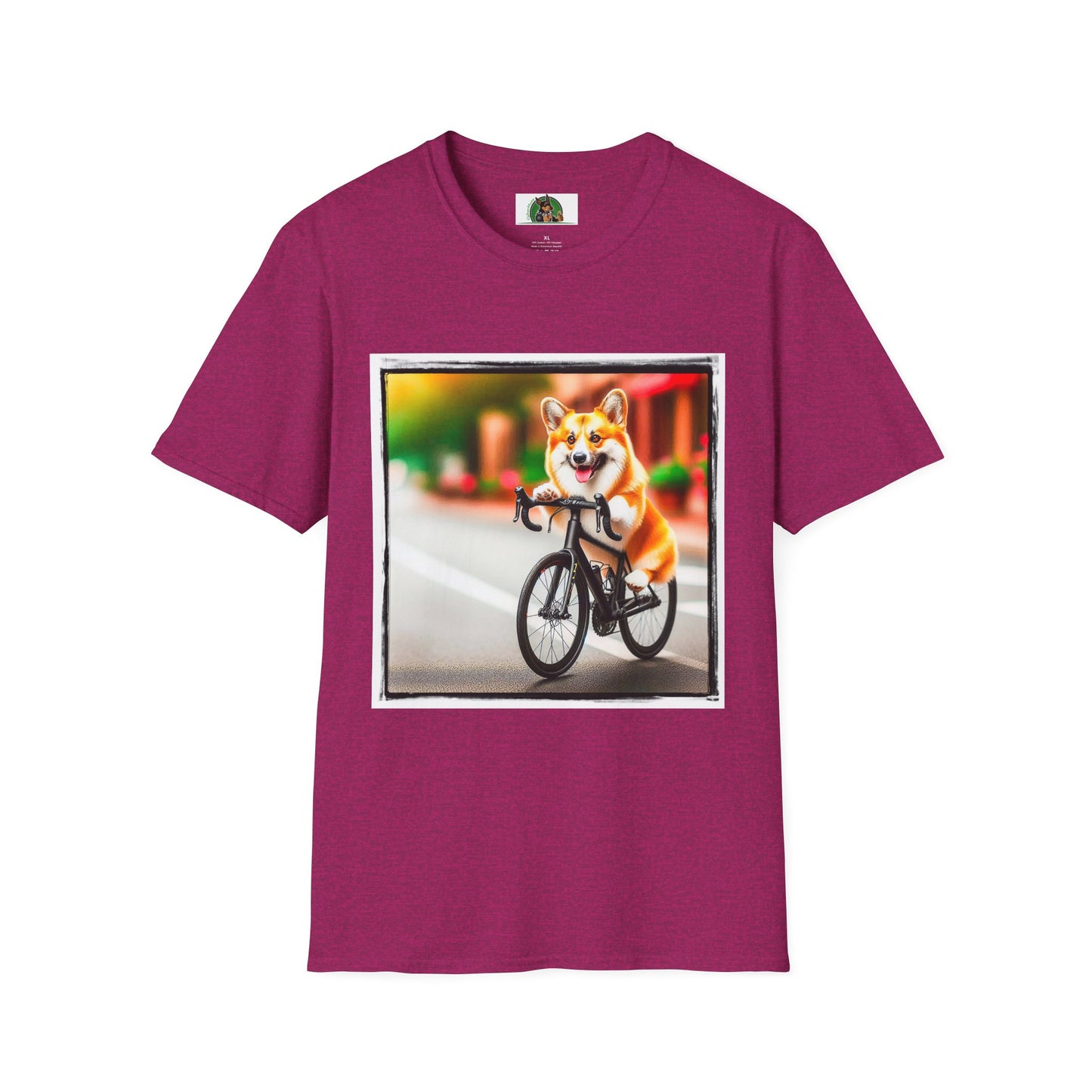 Pembroke Welsh Corgi bicycle shirt T-Shirt Printify S Antique Heliconia