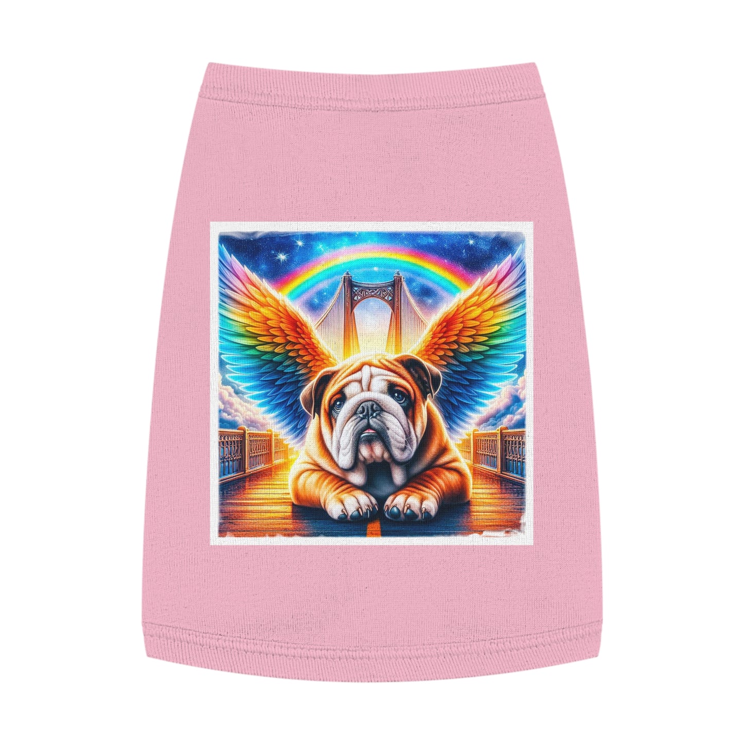 Pet Tank Top Bulldog rainbow bridge t shirt Pets Printify M Pink