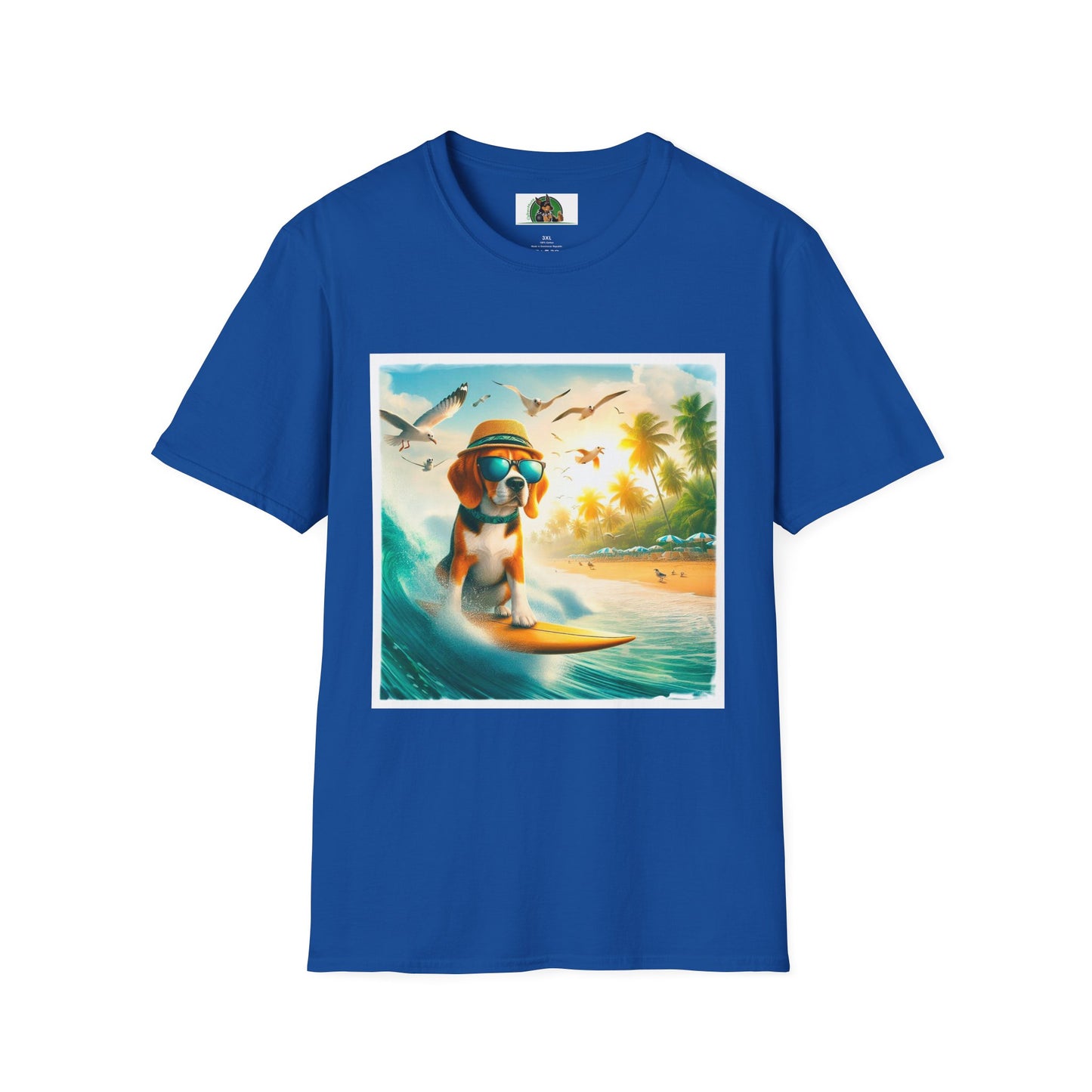 Beagle Surfing Wearing Hat And Shades T-Shirt Printify XS Royal 