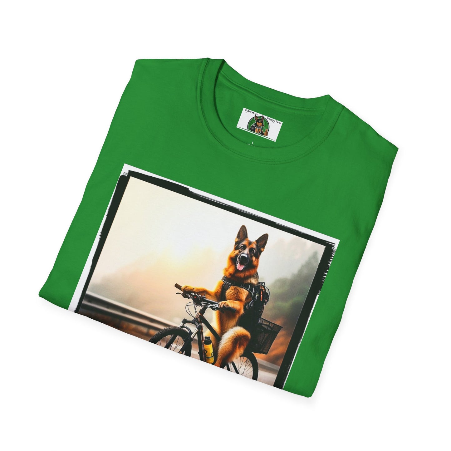 Road Bike German Shepherd Unisex Softstyle T-Shirt
