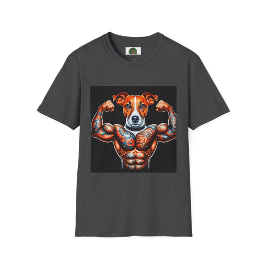 Jack Russell Tattooed Buff Dog T-Shirt Printify S Dark Heather