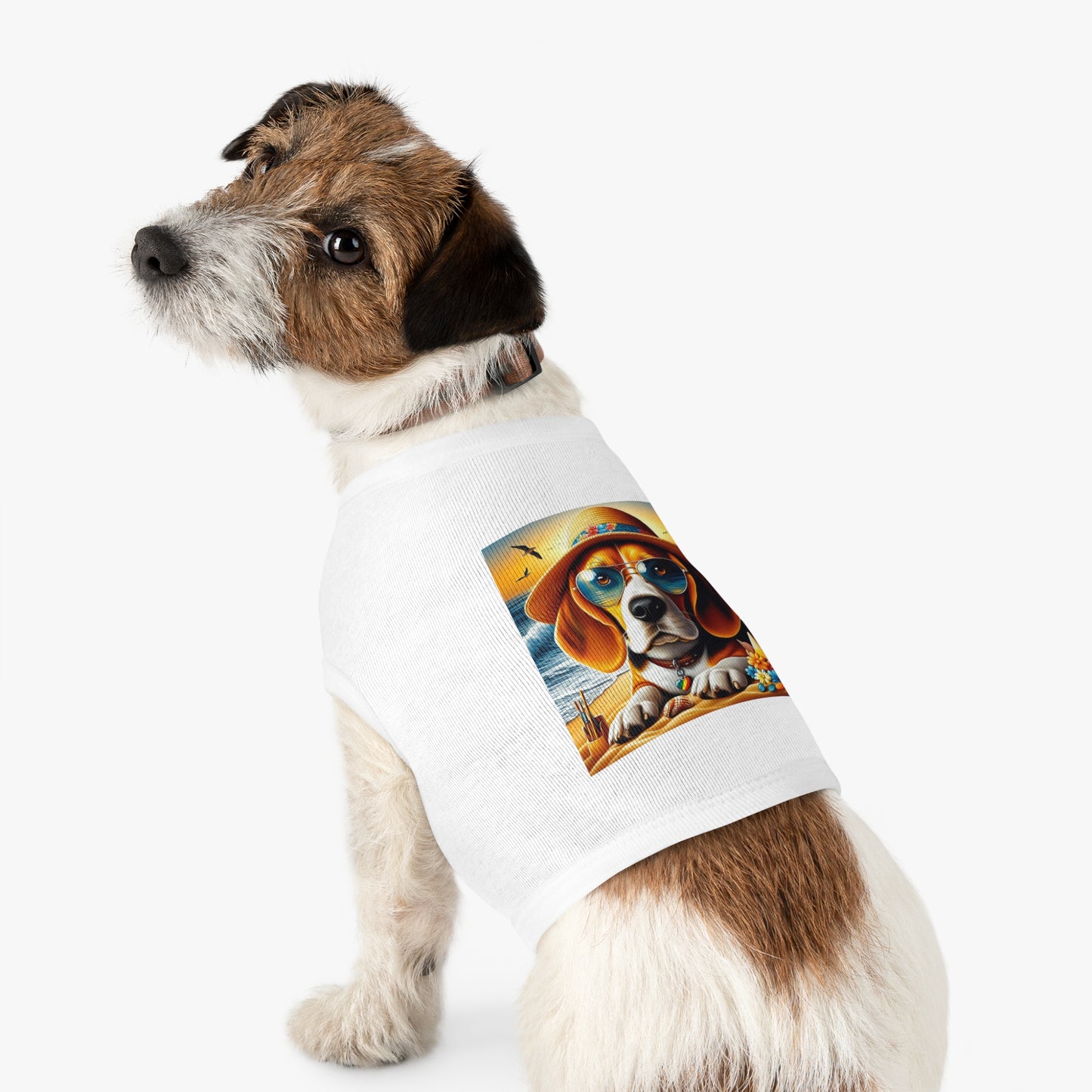 Pet Tank Top Beagle At Beach In Hat Pets Printify   