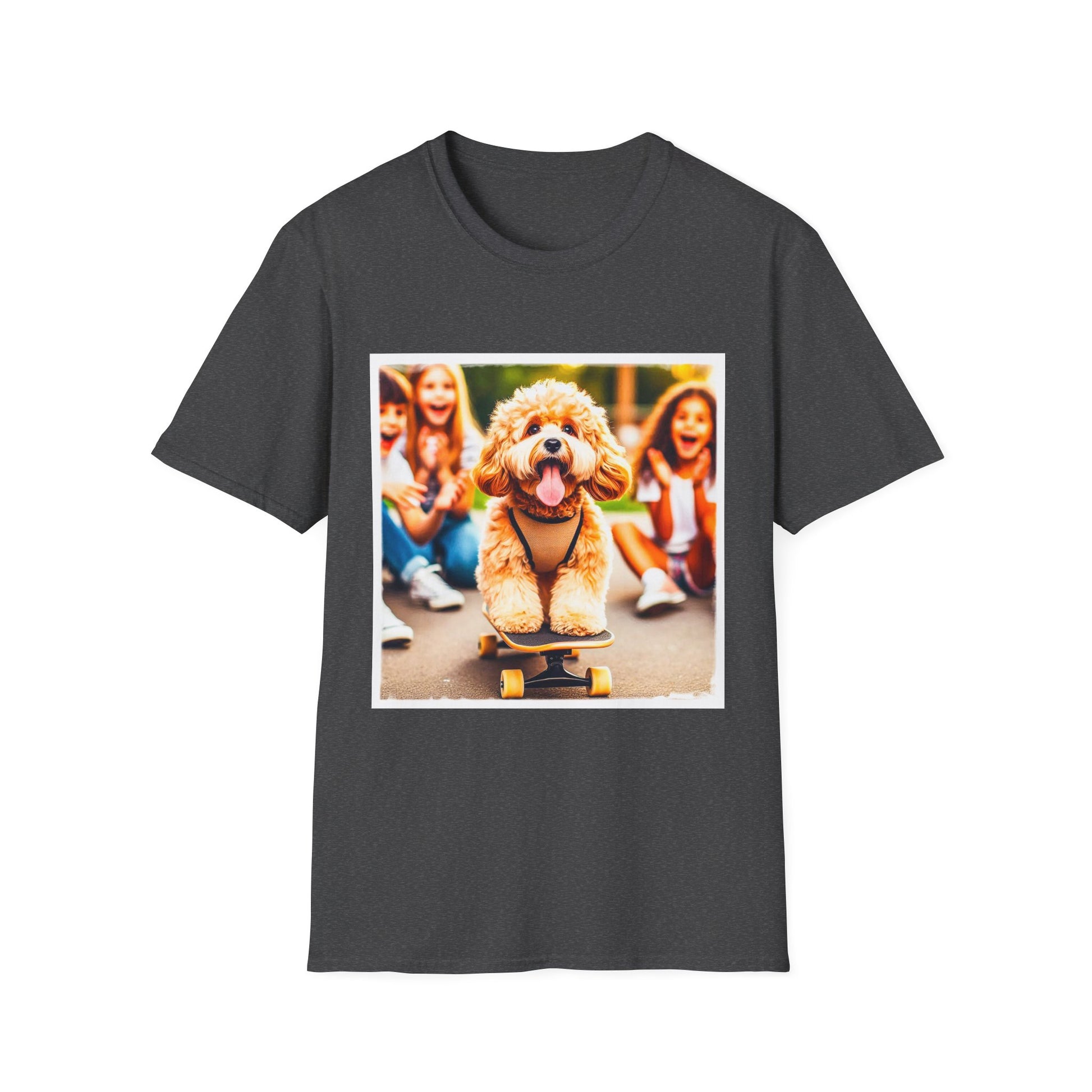 CockerPoo happy riding t shirt T-Shirt Printify XS Dark Heather