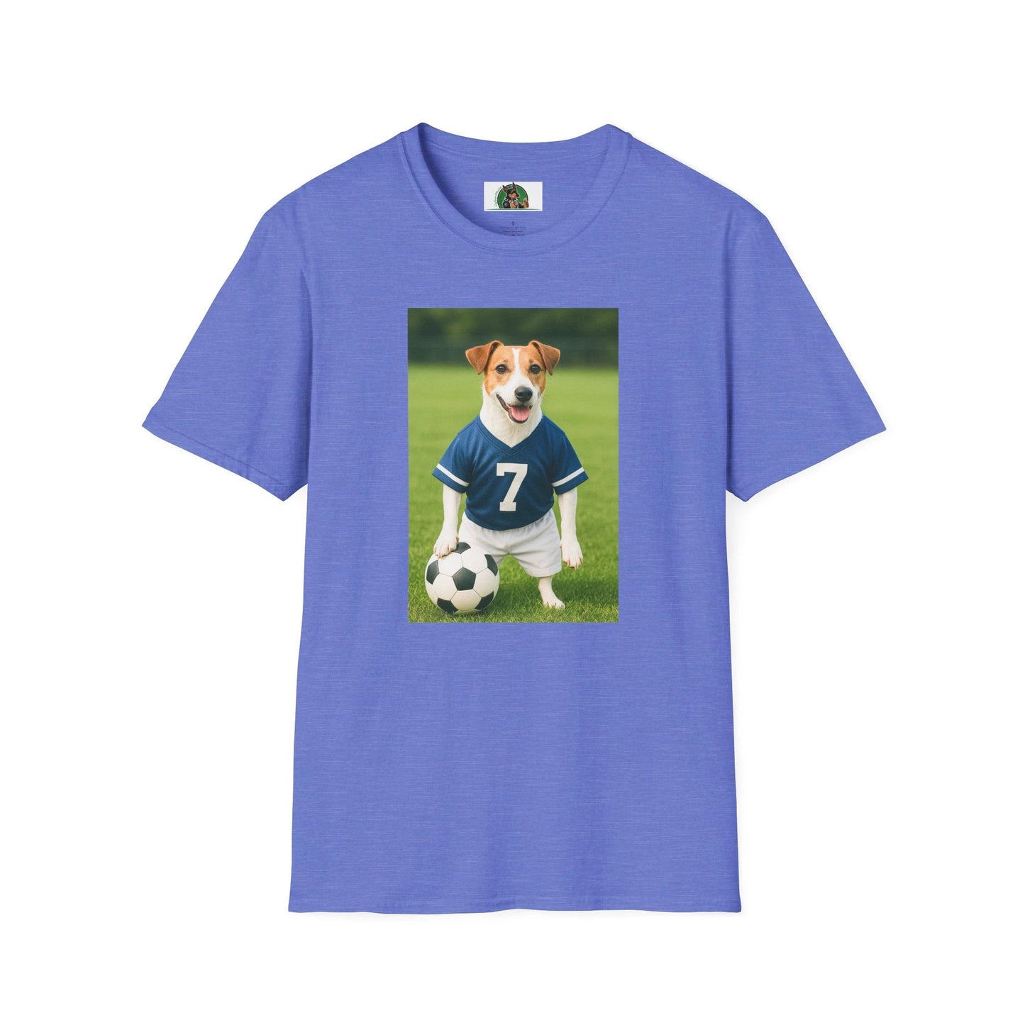 Jack Russell Soccer T-Shirt — Sports Dog Tee for Fans & Pet Lovers T-Shirt Printify Heather Royal S