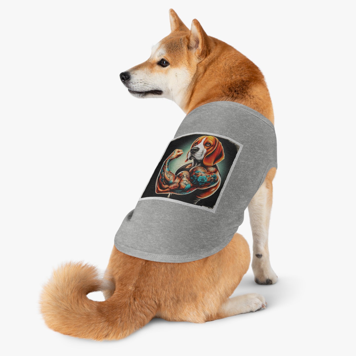 Pet Tank Top Beagle Flexing Pets Printify   